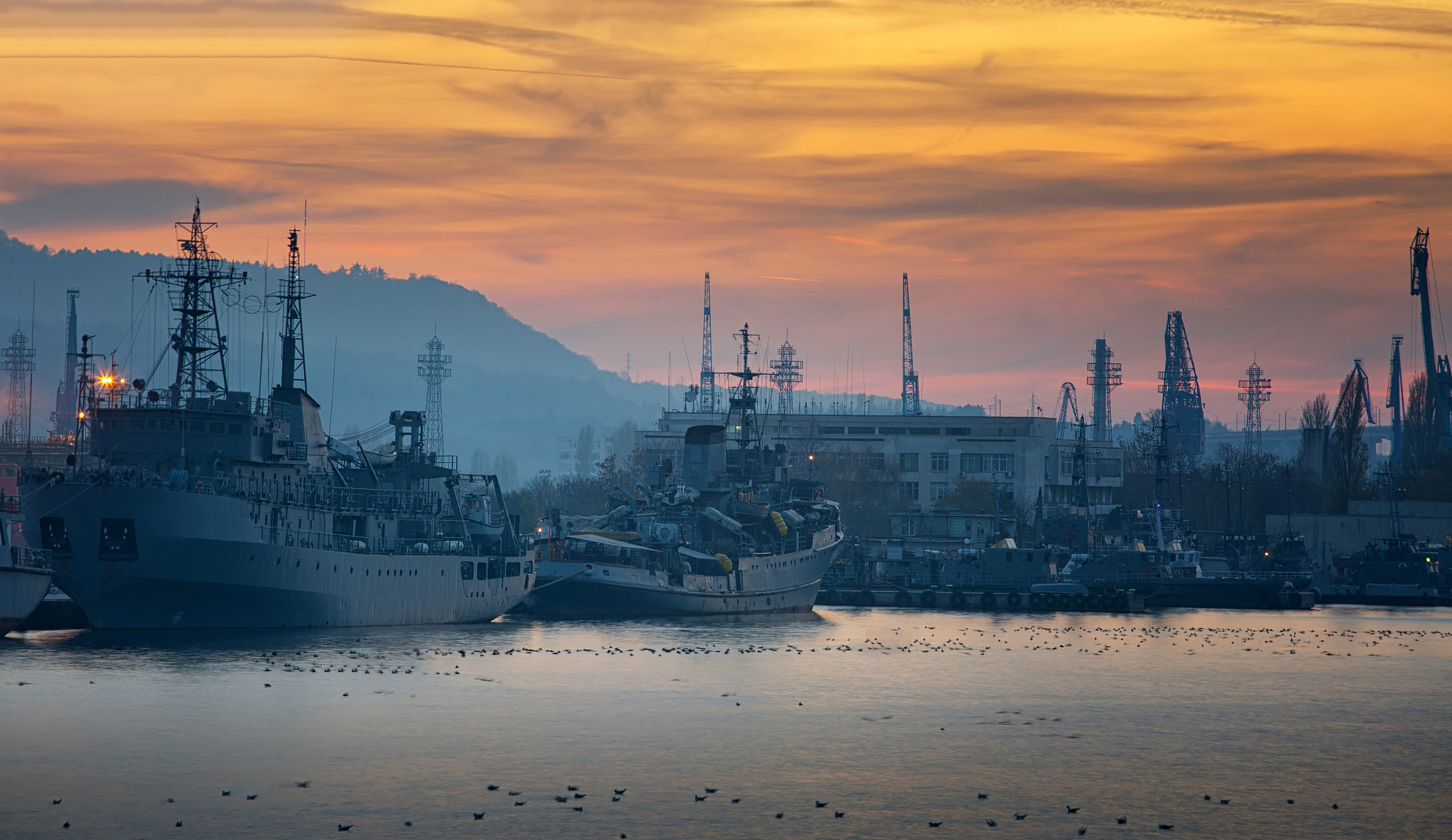military ships at port varna