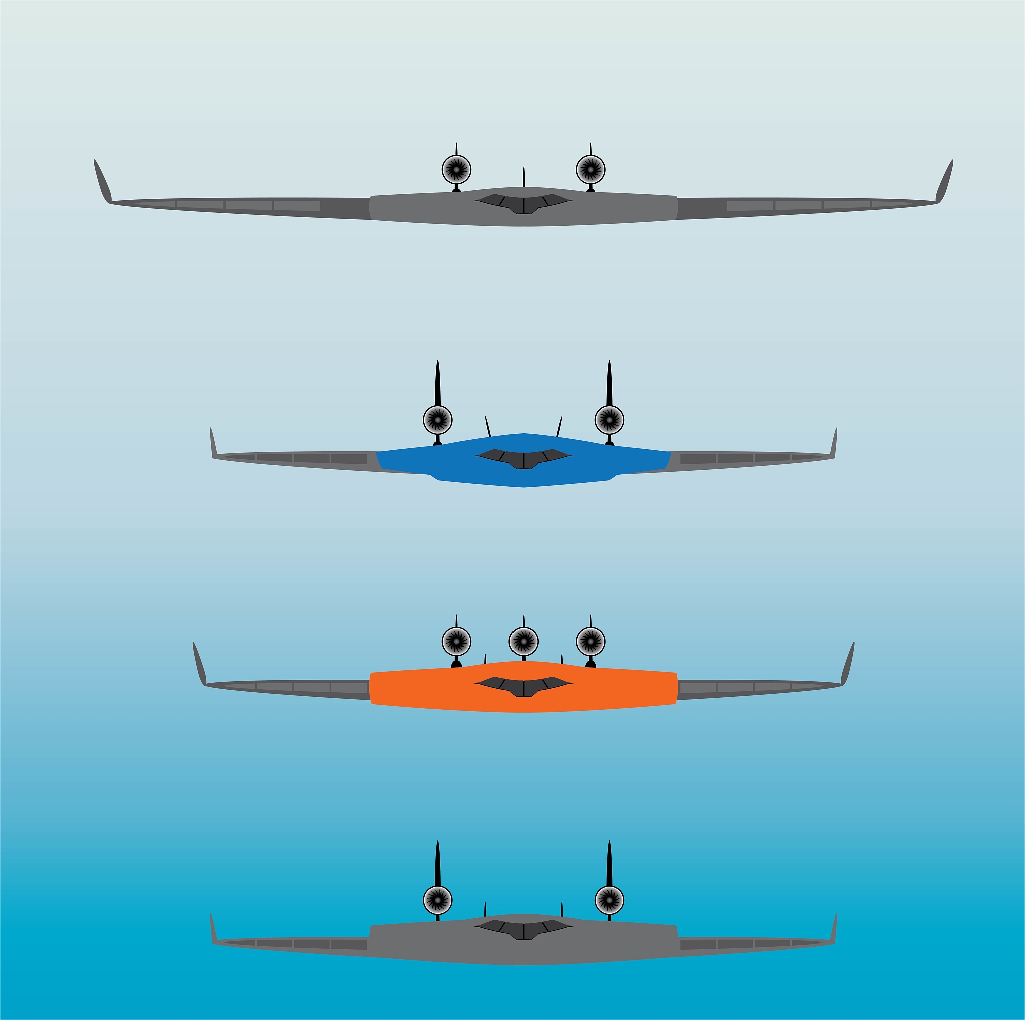 blended wing passenger airplane vector