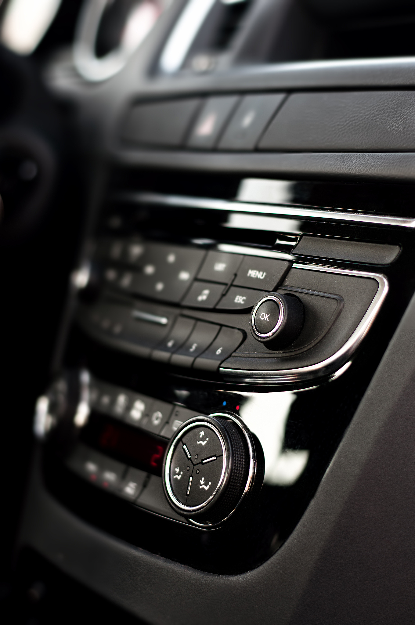 modern dashboard with clima controls in car interior