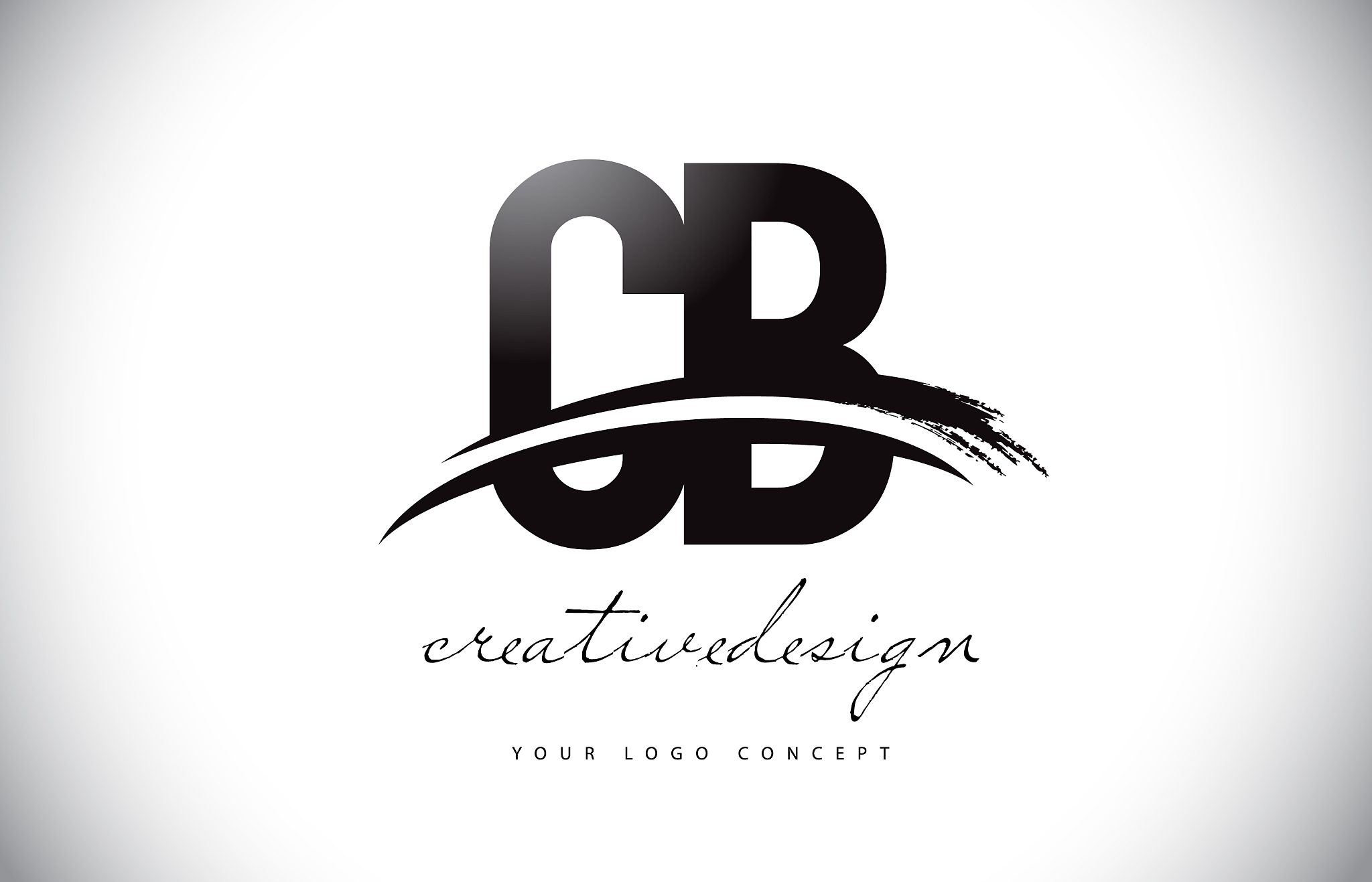 cb c b letter logo design with swoosh and black