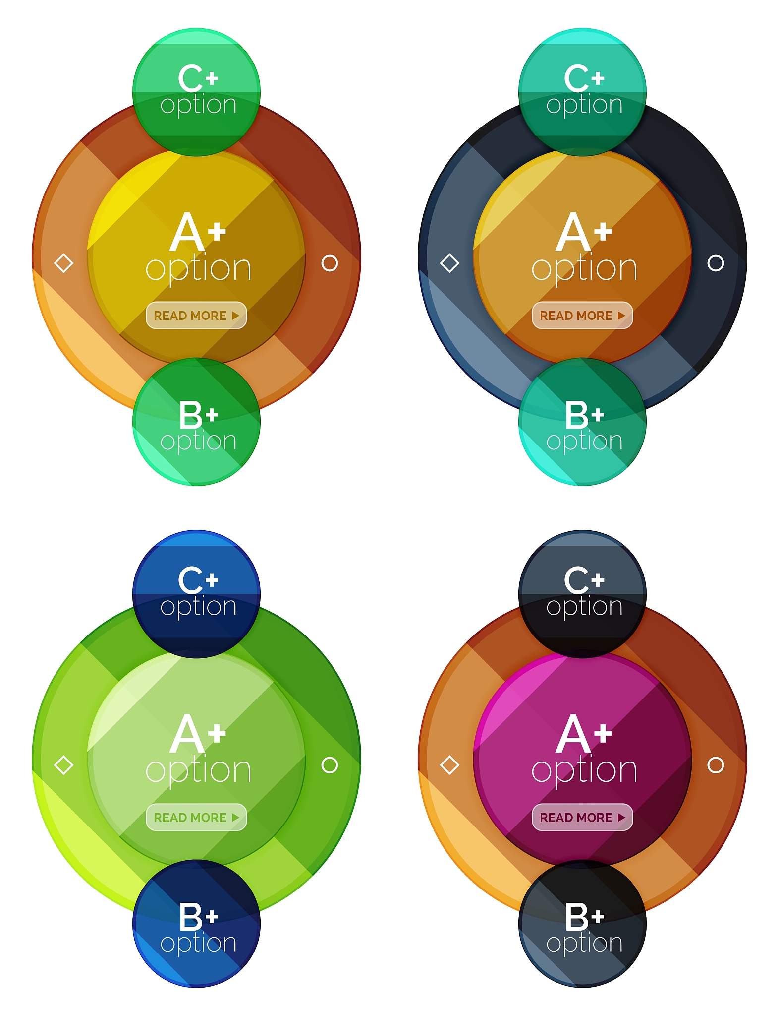 set of round option diagram template for your data