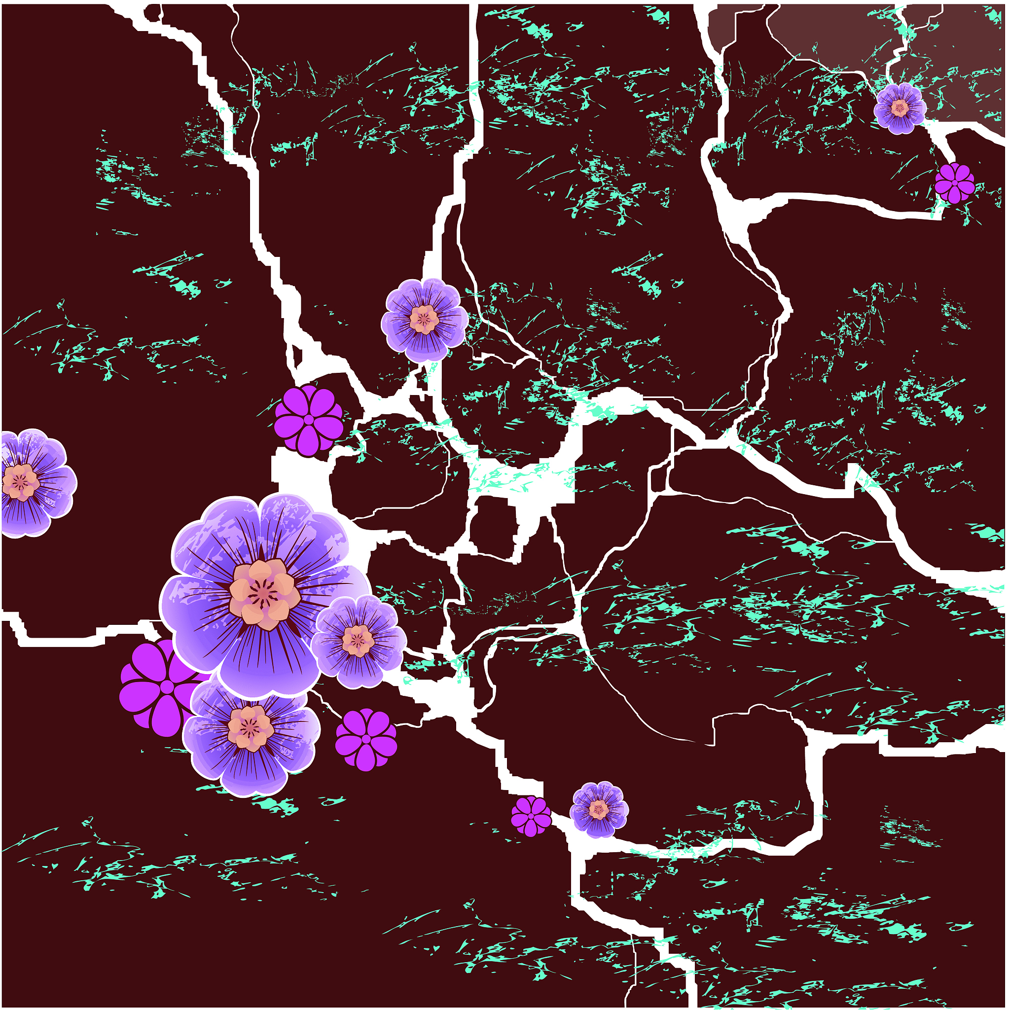 grunge background with flowers