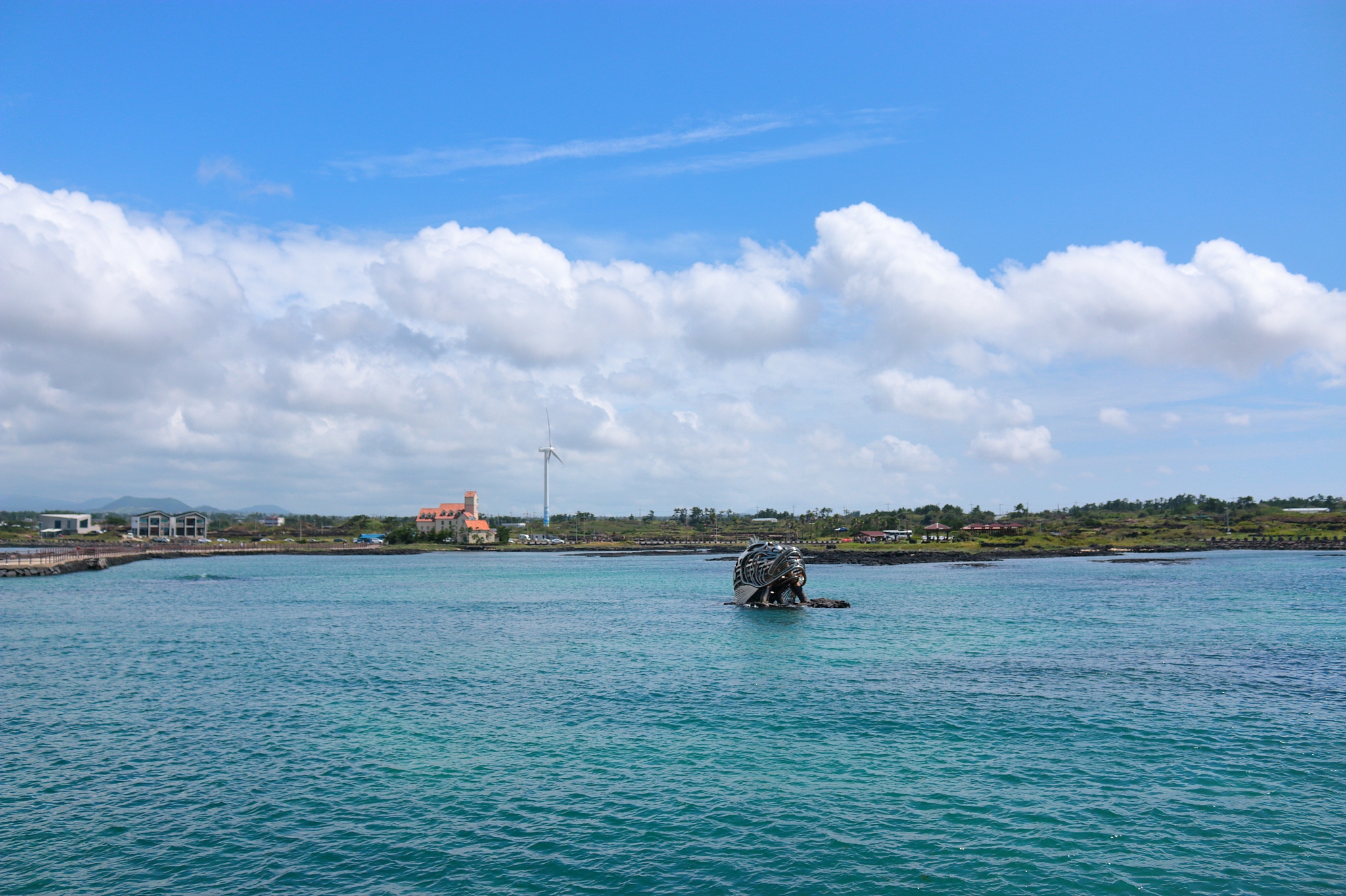 offshore wind turbines, clean energy, sea, lighthouse,