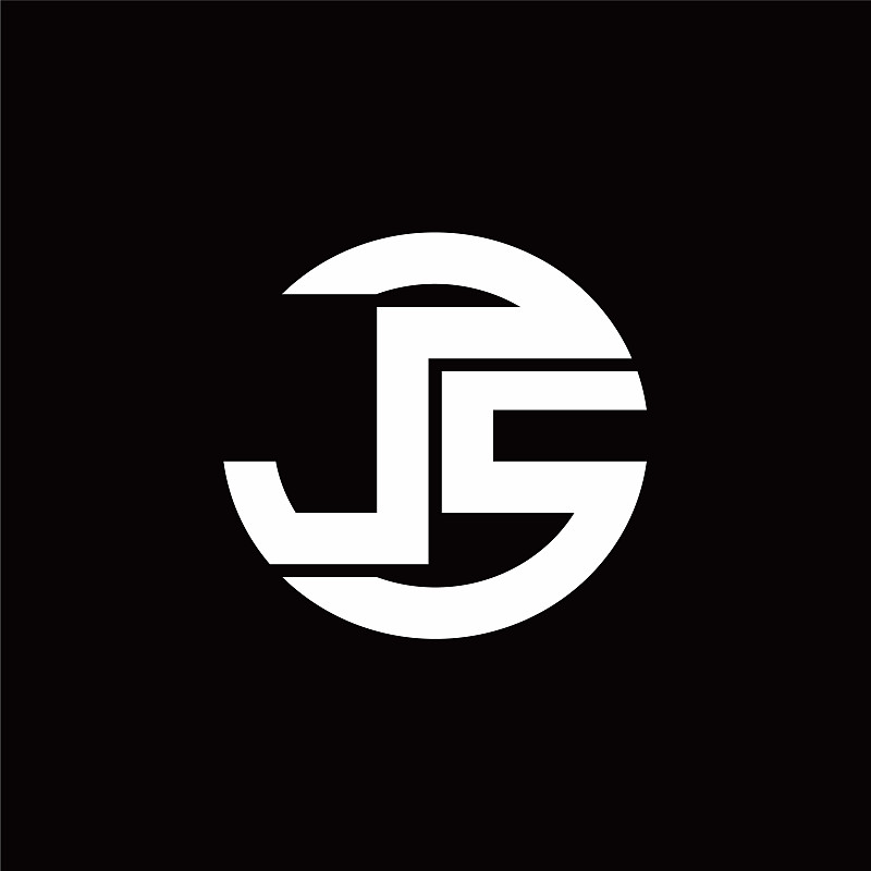 js logo monogram with rounded line swipe design