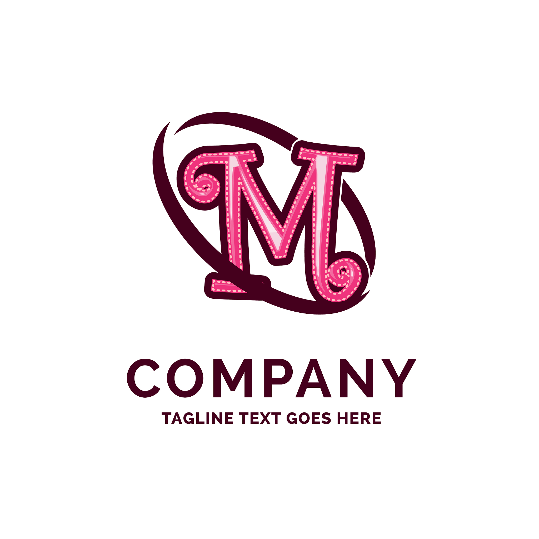 m company name design pink beautity logo design