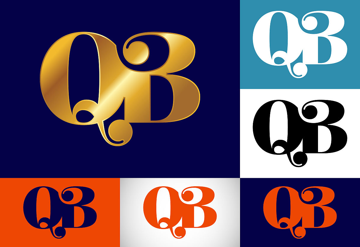 首字母组合q b标志设计矢量模板.qb字母标志设计