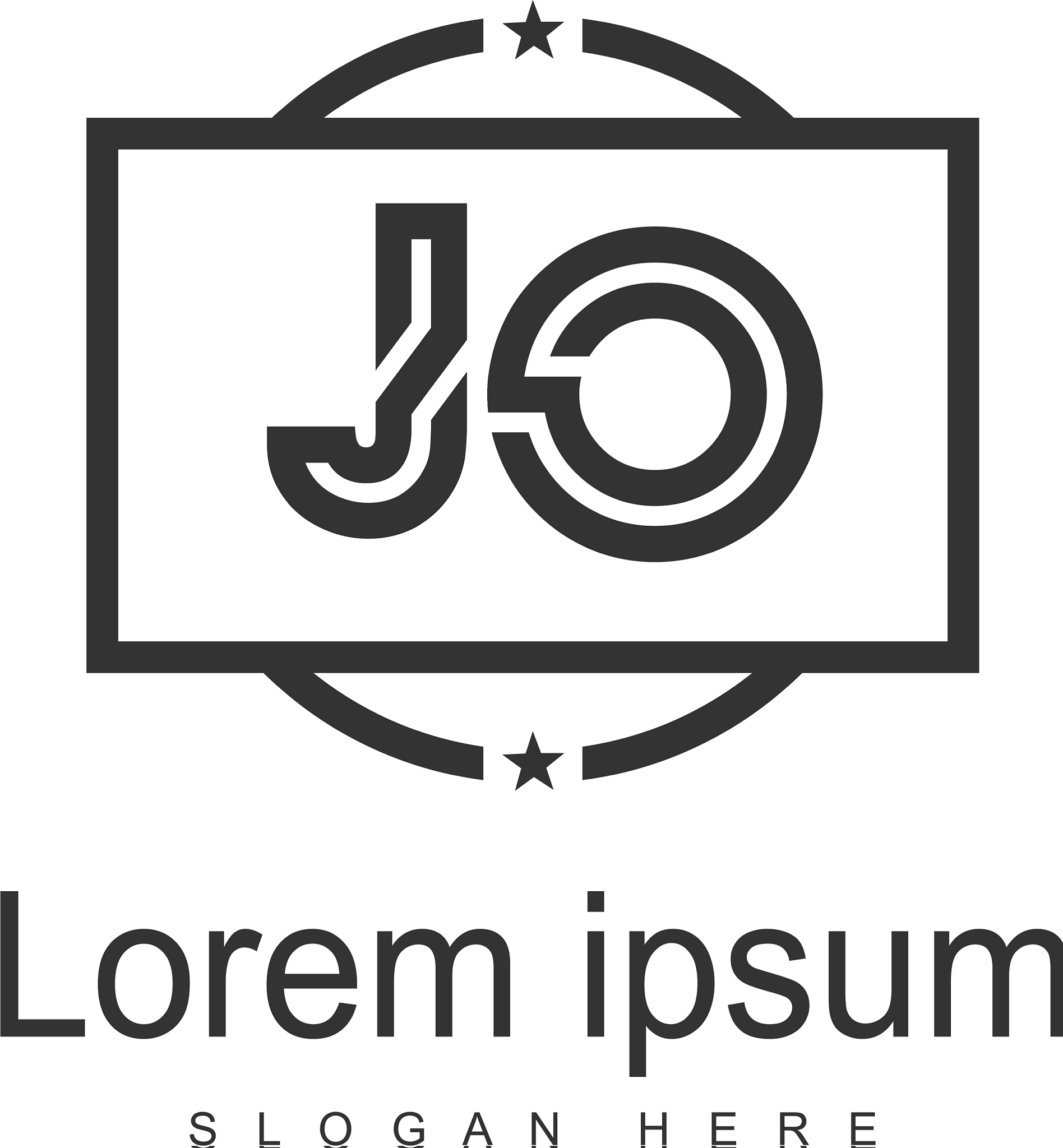 initial jo logo template with modern frame