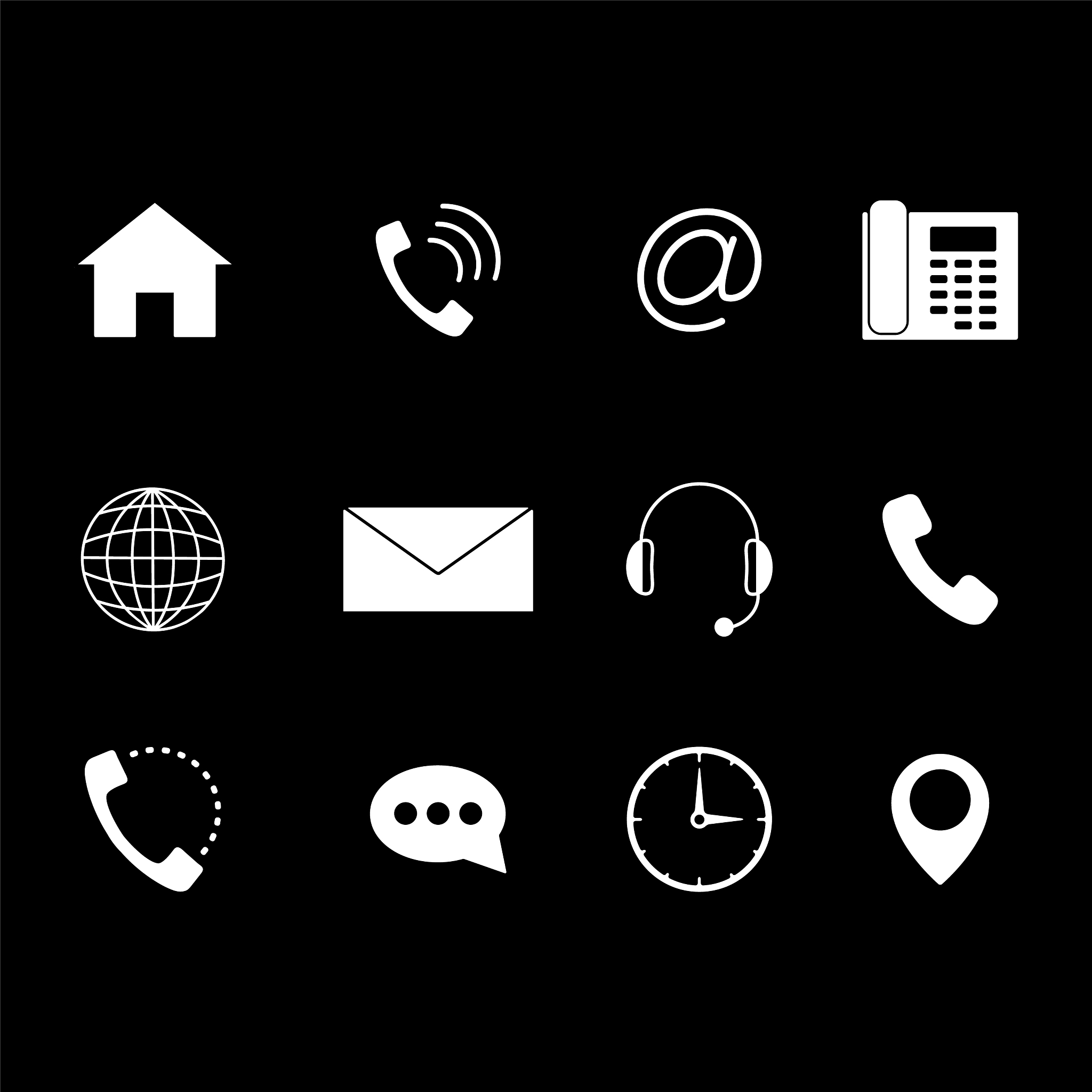 contact to us icons set white