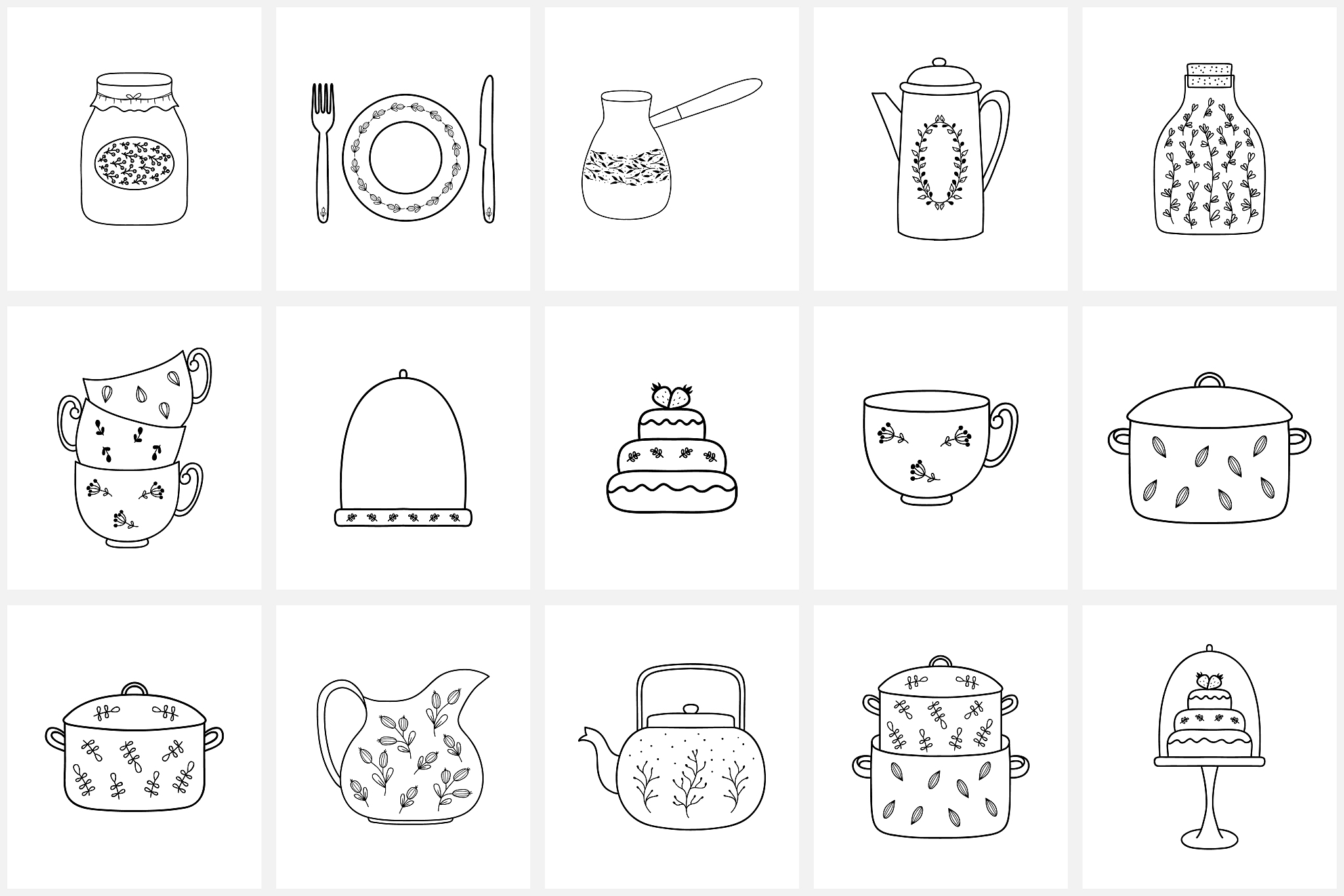 hand drawn logo elements and icons