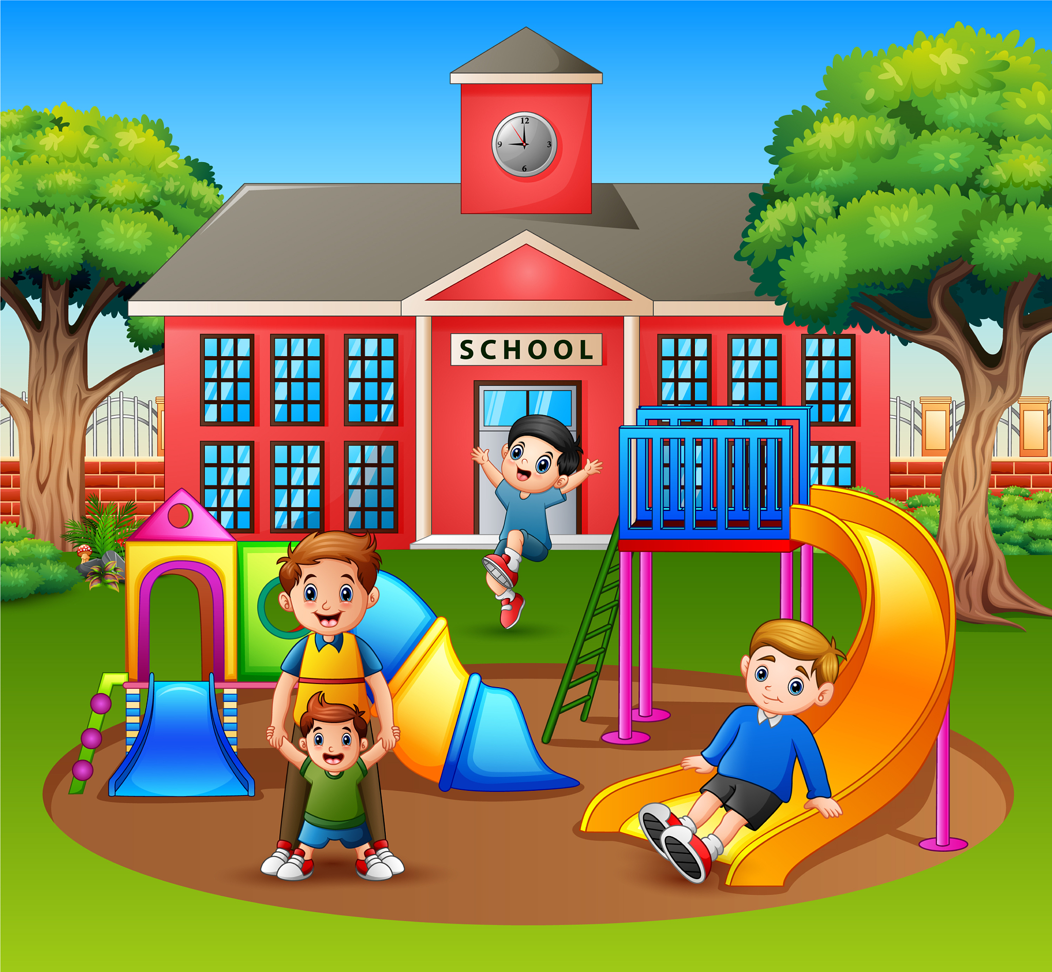 parent with kids in school playground