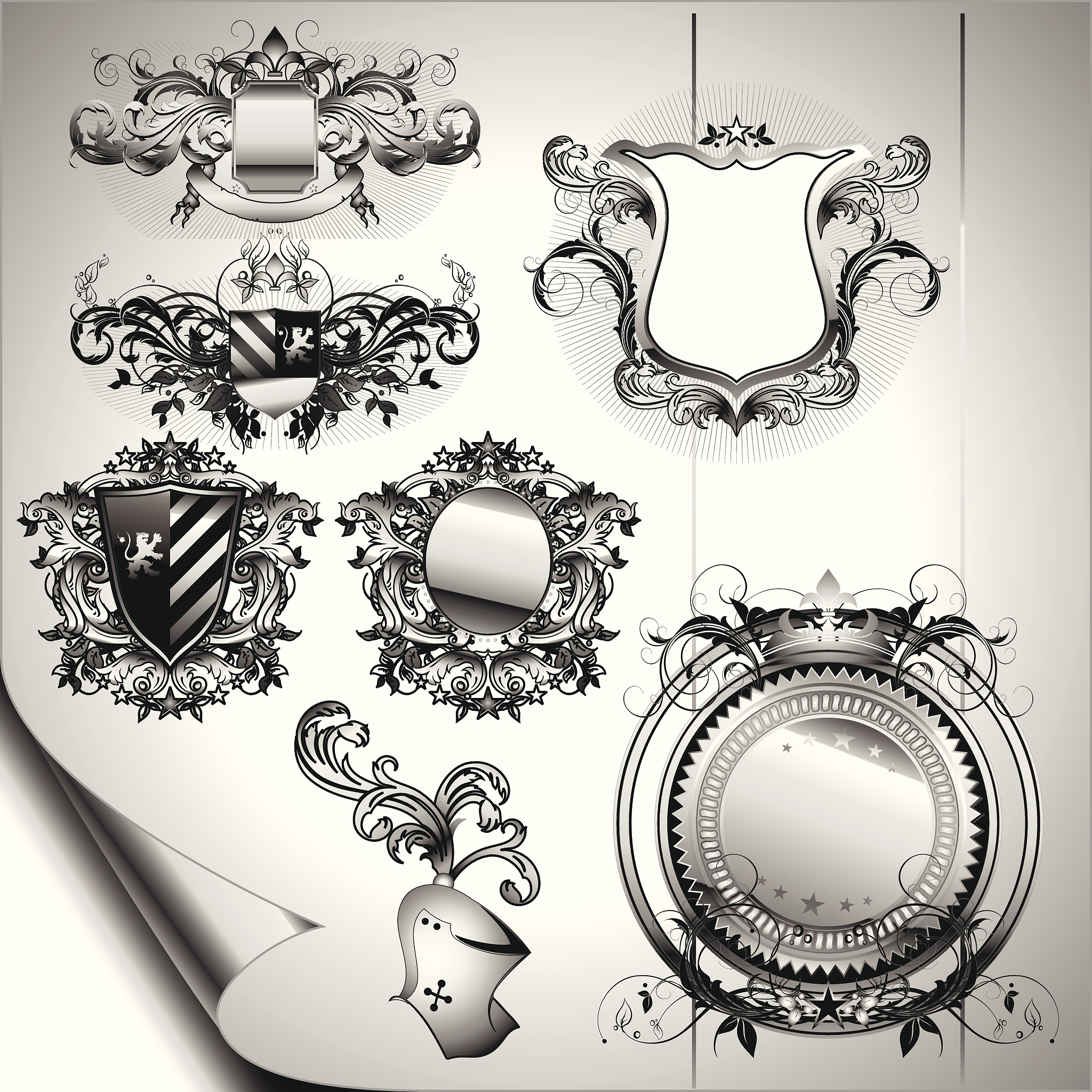 set of ornamental labels
