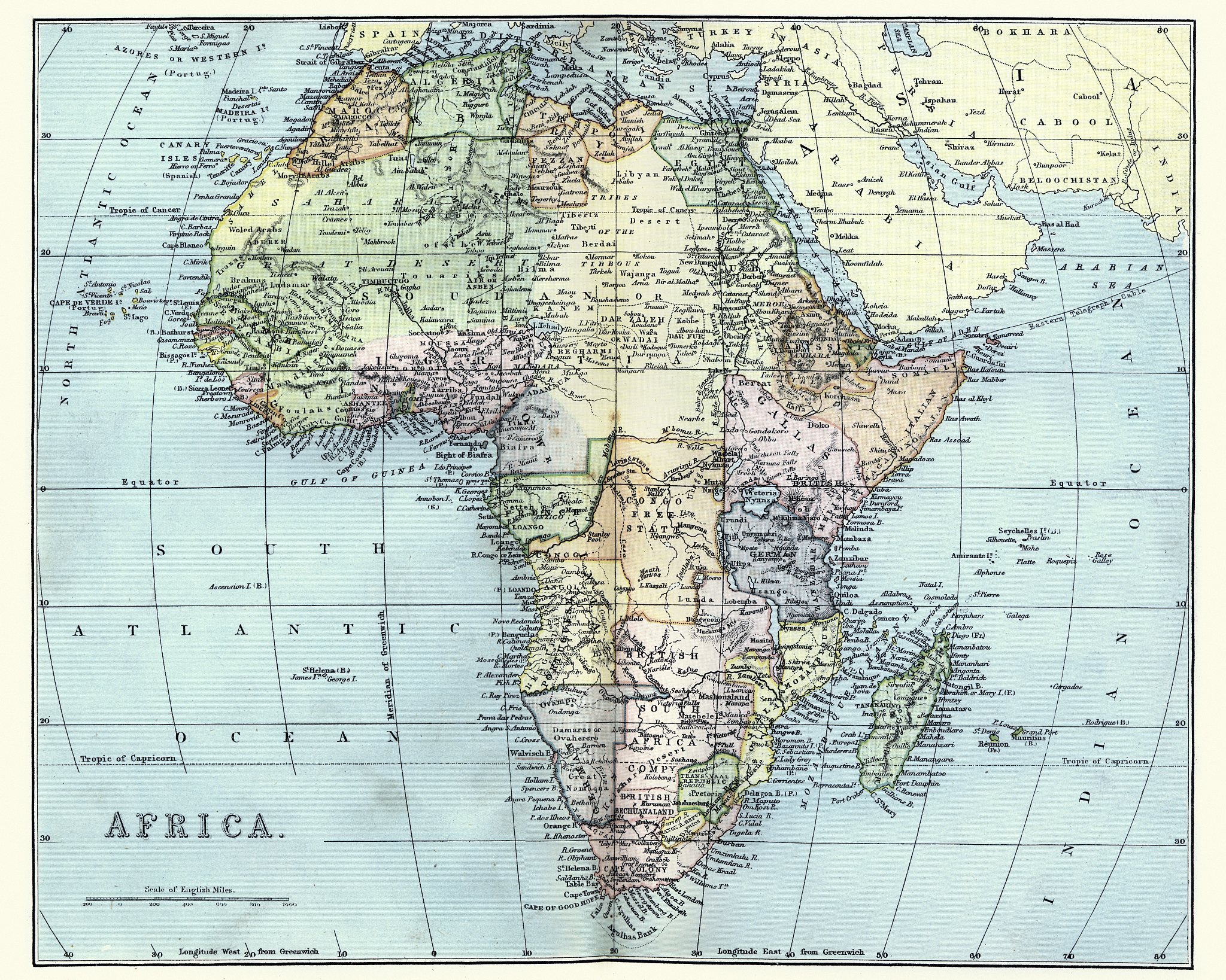 map of africa in the late 19th century