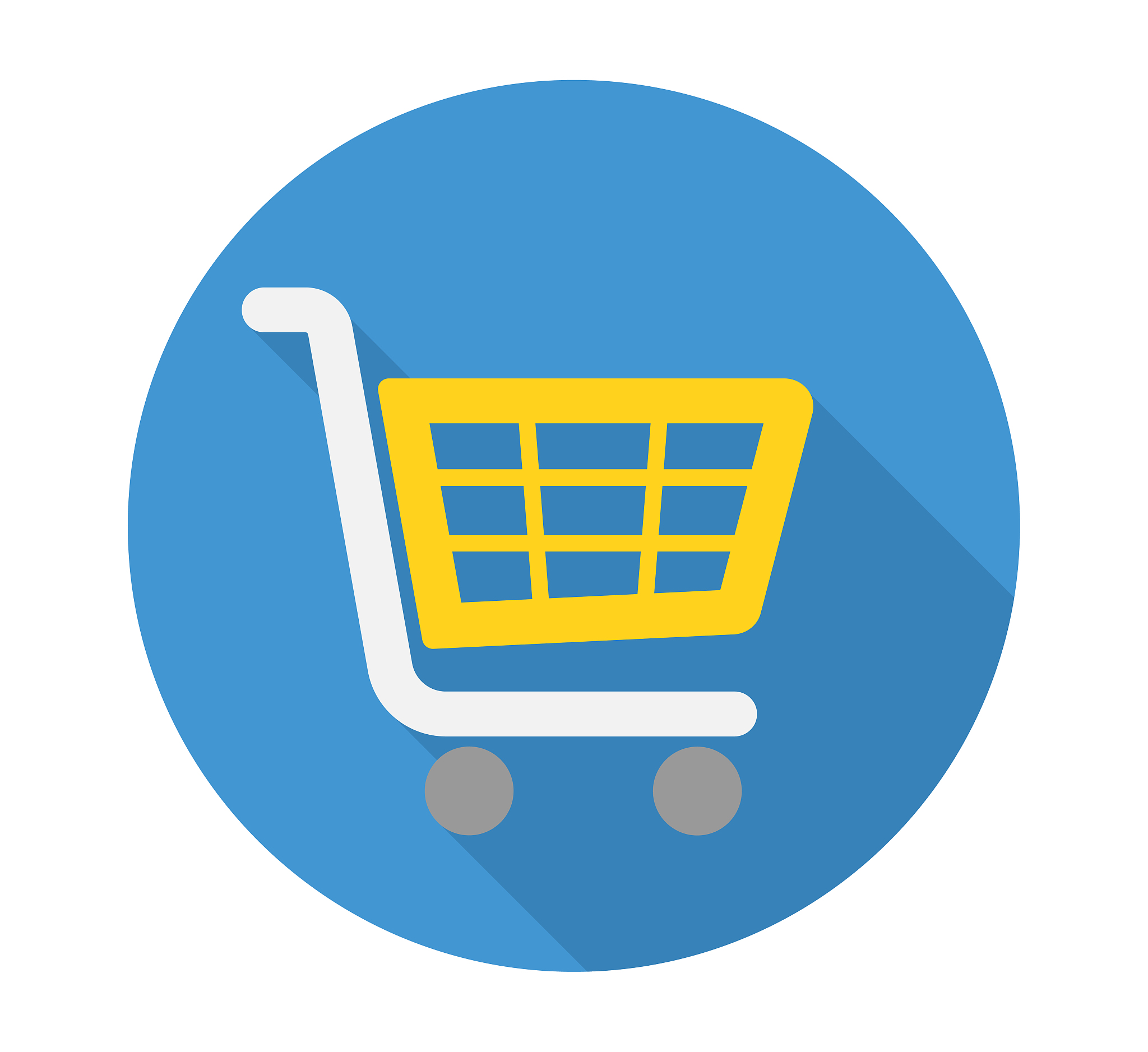 blue shopping cart symbol button