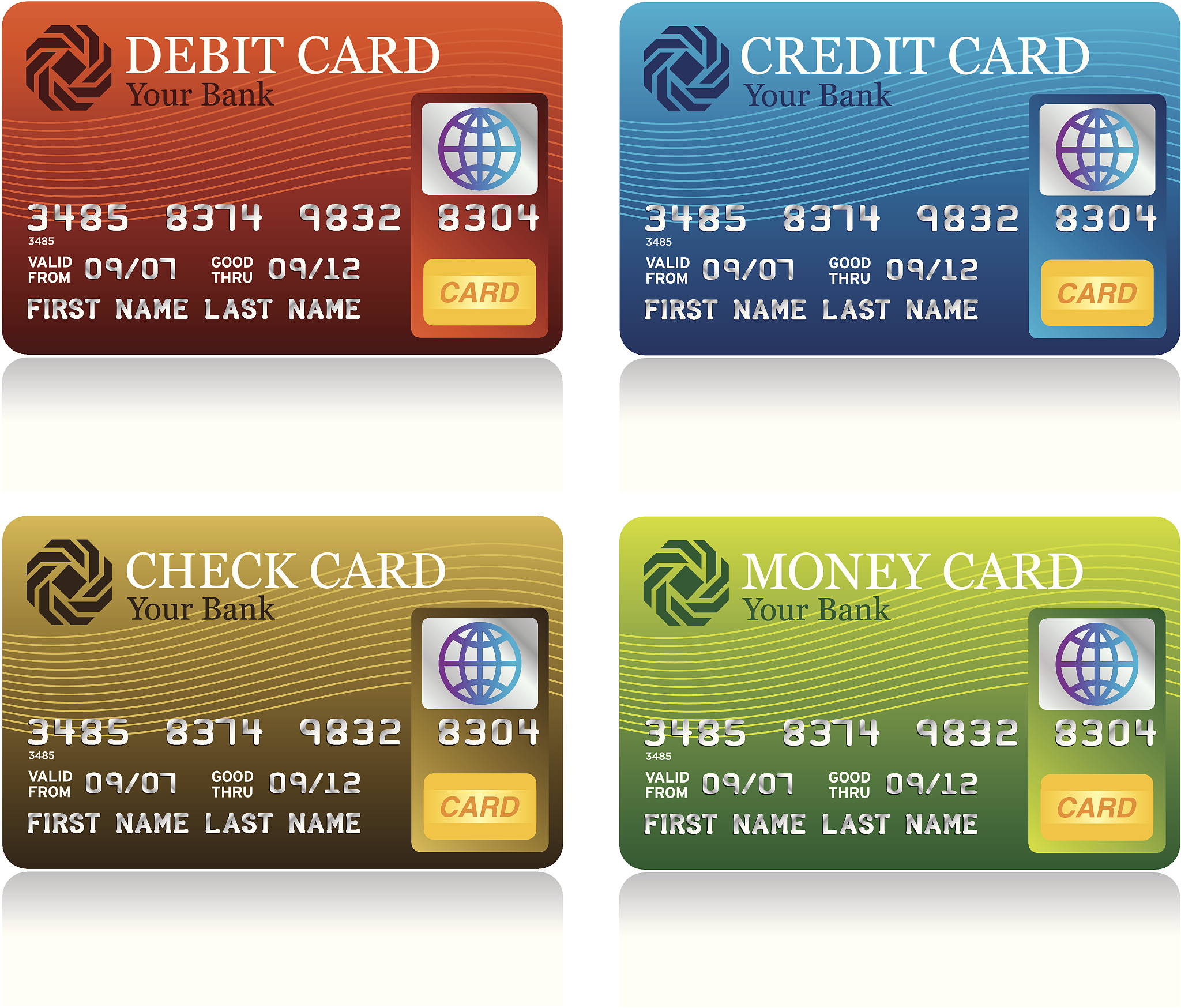 four templates for magnetic payment cards