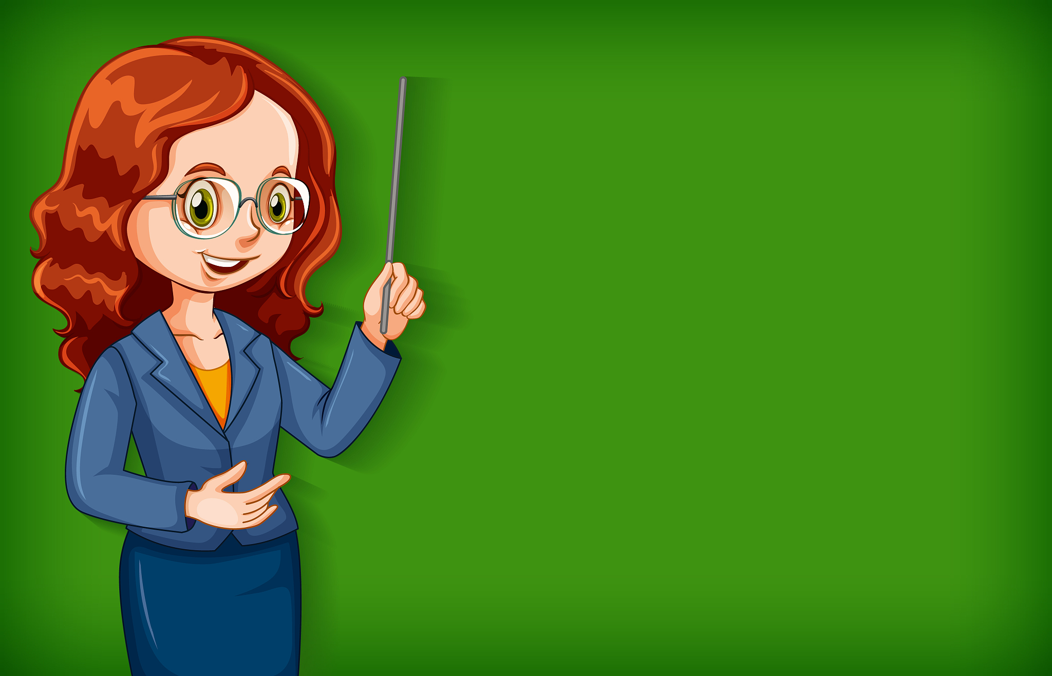 plain background with female teacher with stick