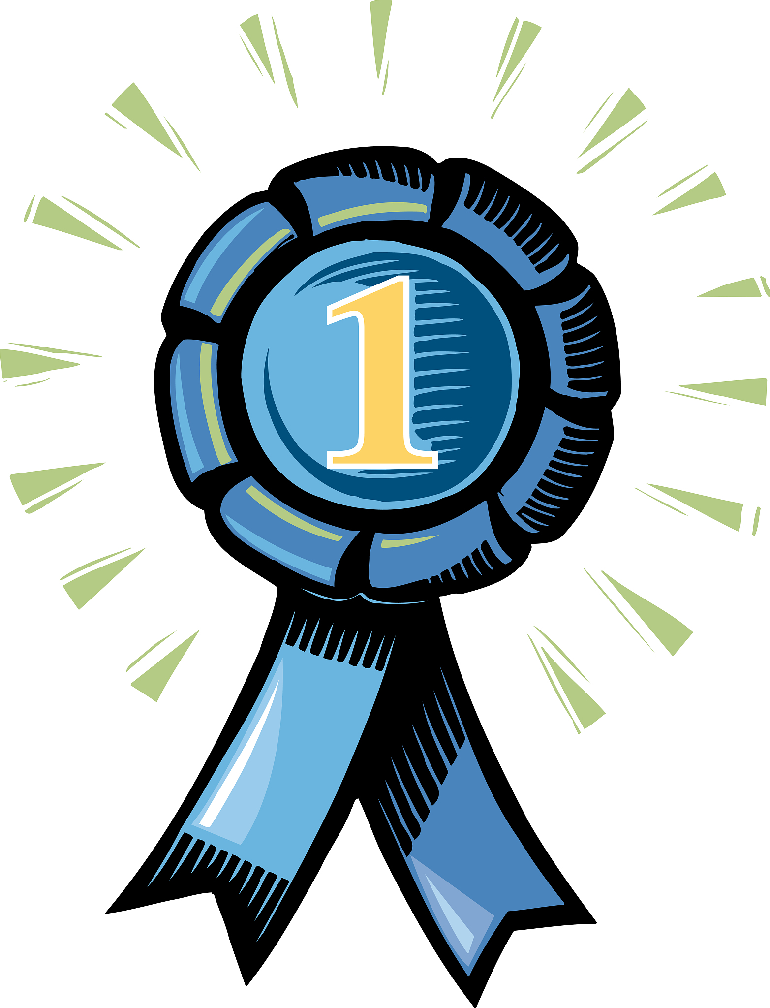 a blue number one ribbon
