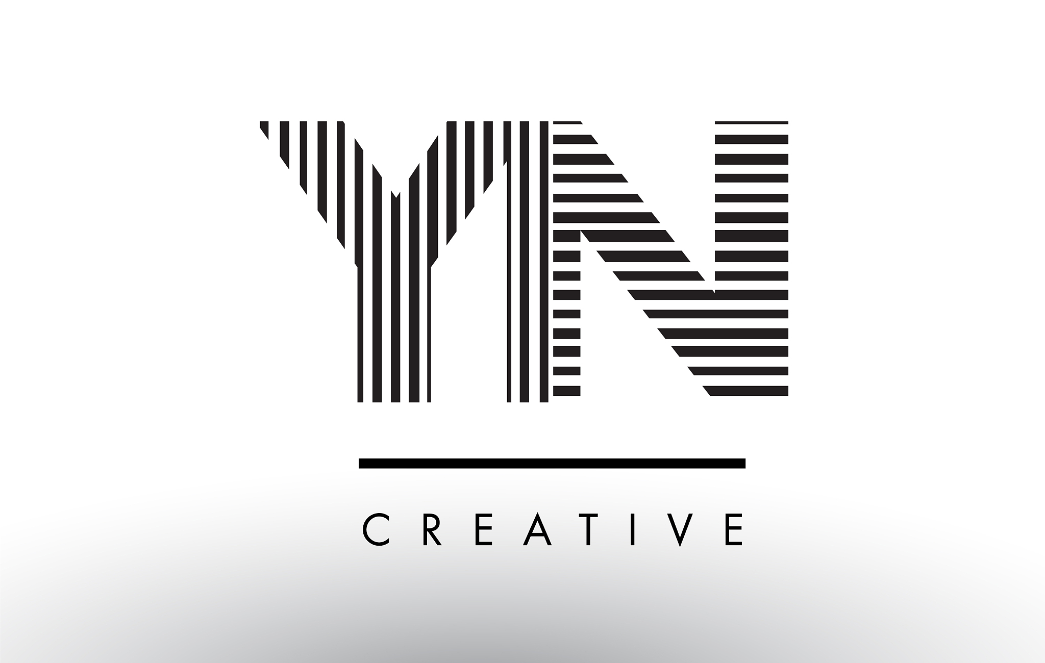 yn y n black and white lines letter logo design