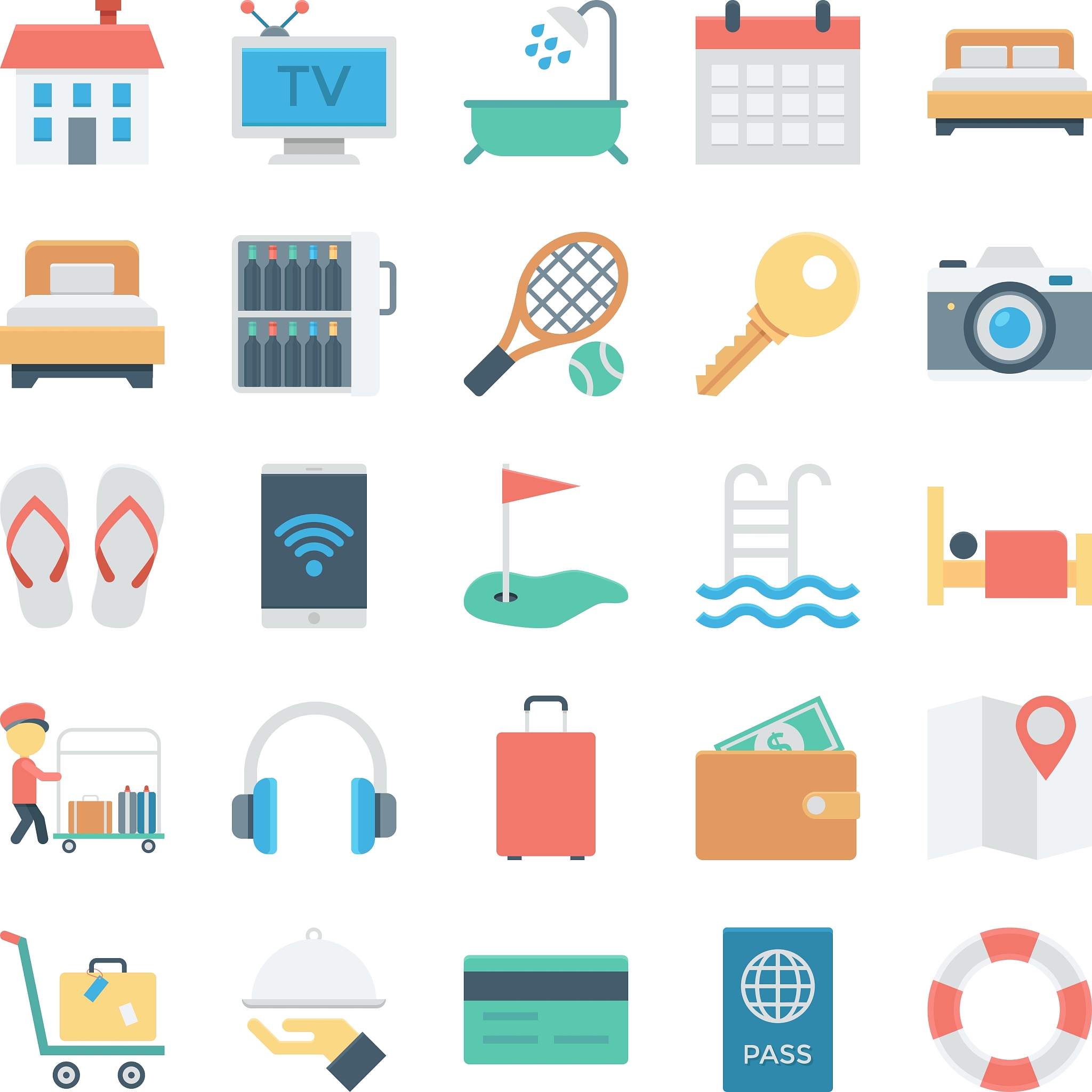 hotel and services colored icons 1