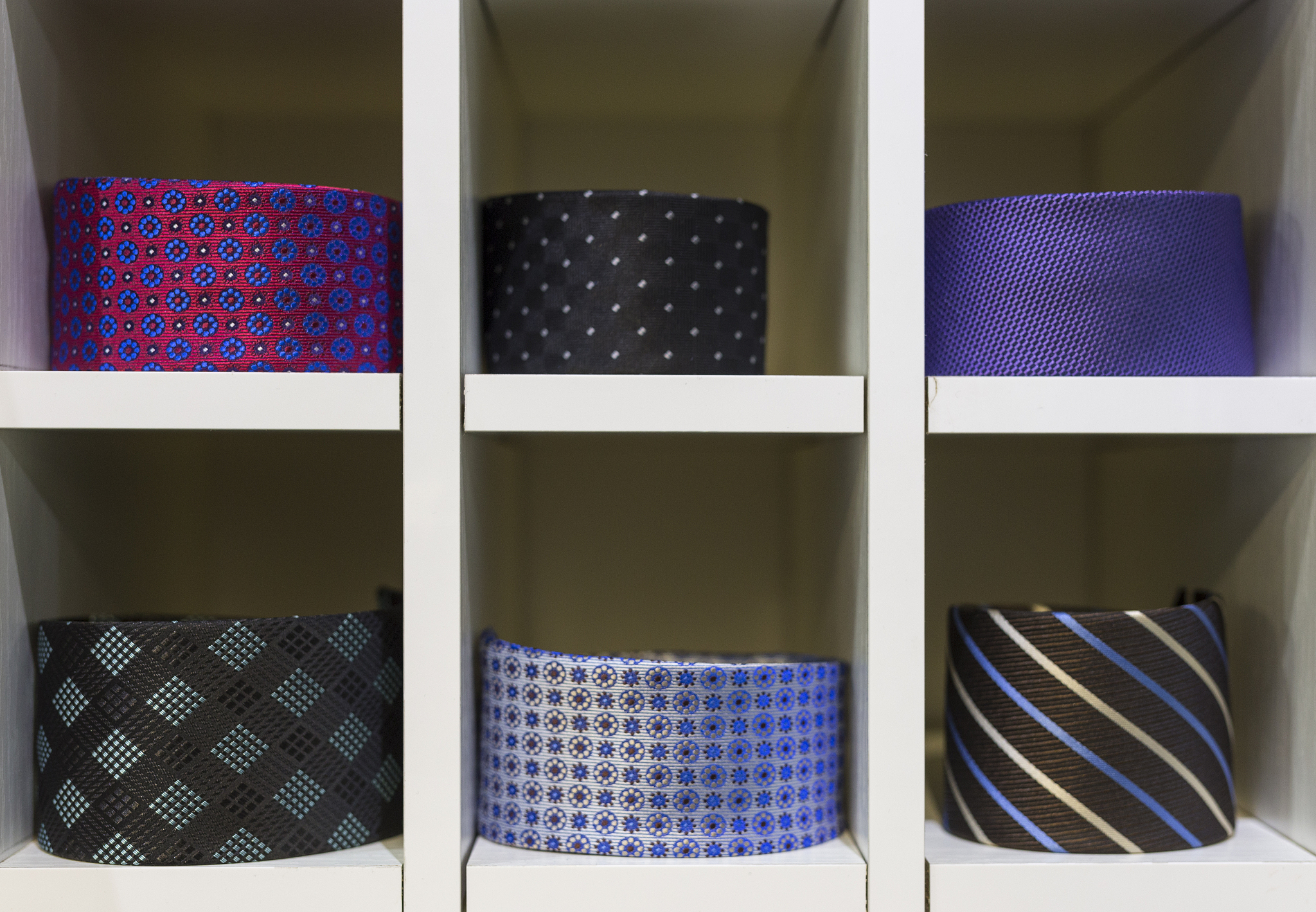 ties arranged in a shop display