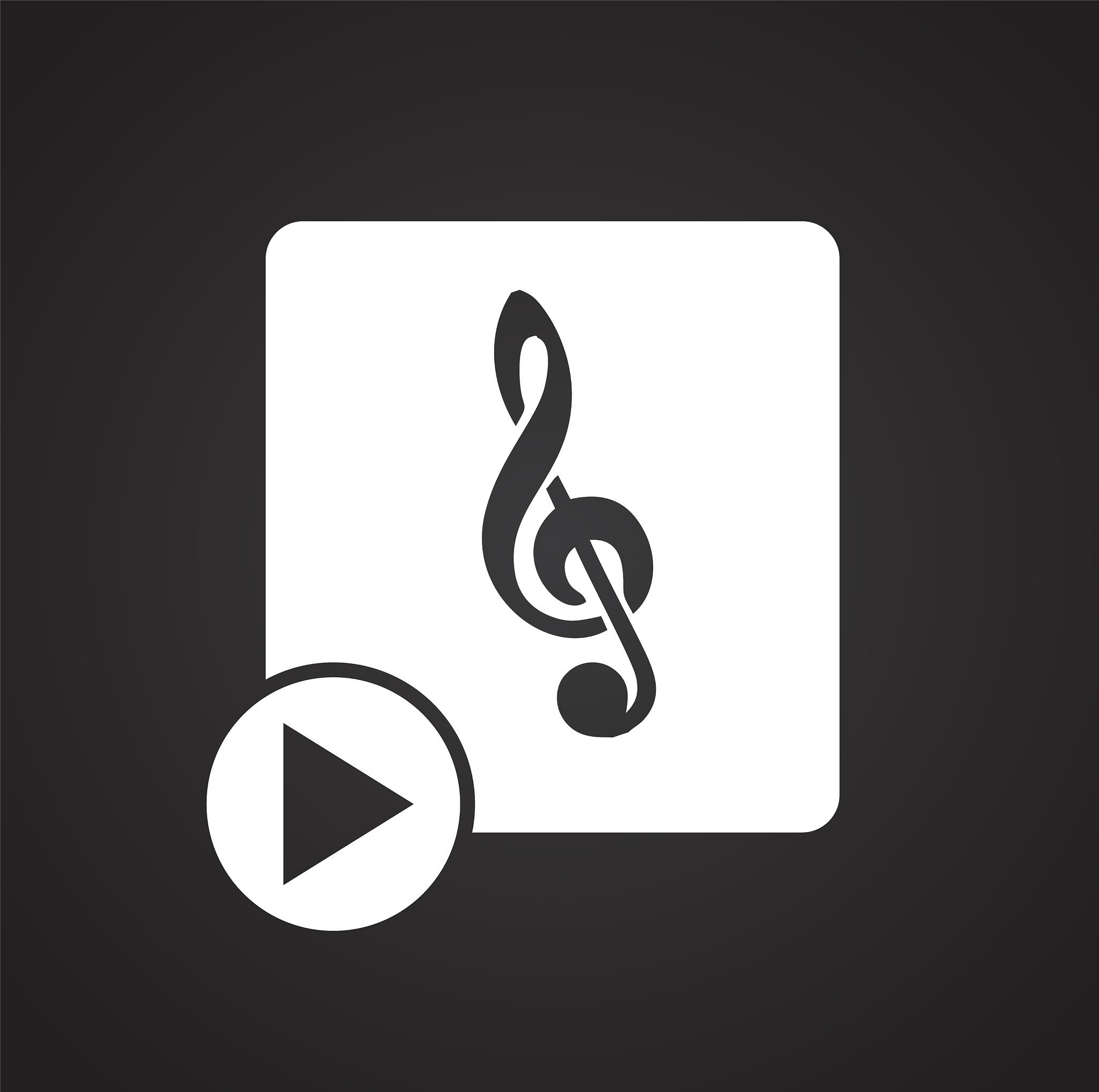 music icon on black background for graphic and web