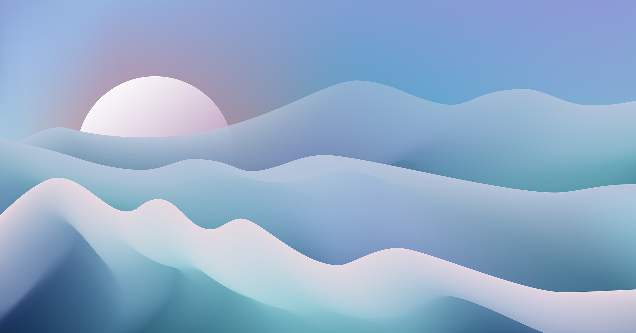 矢量流体渐变彩色山脉日出图
