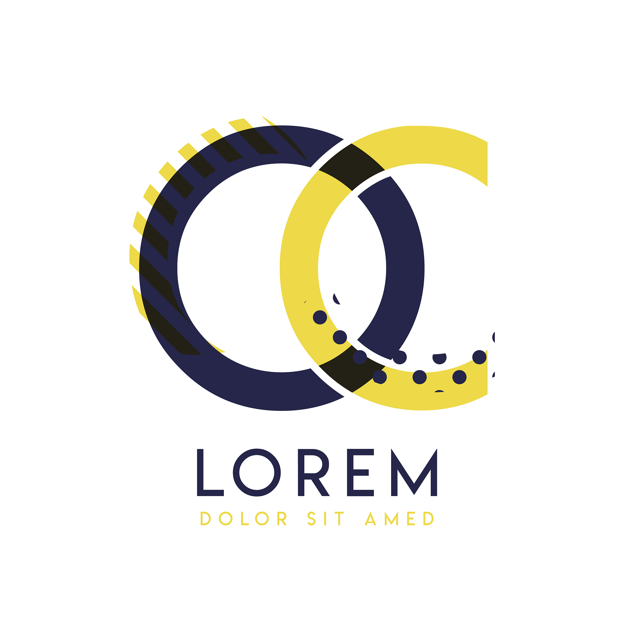 oc simple logo design with yellow and purple