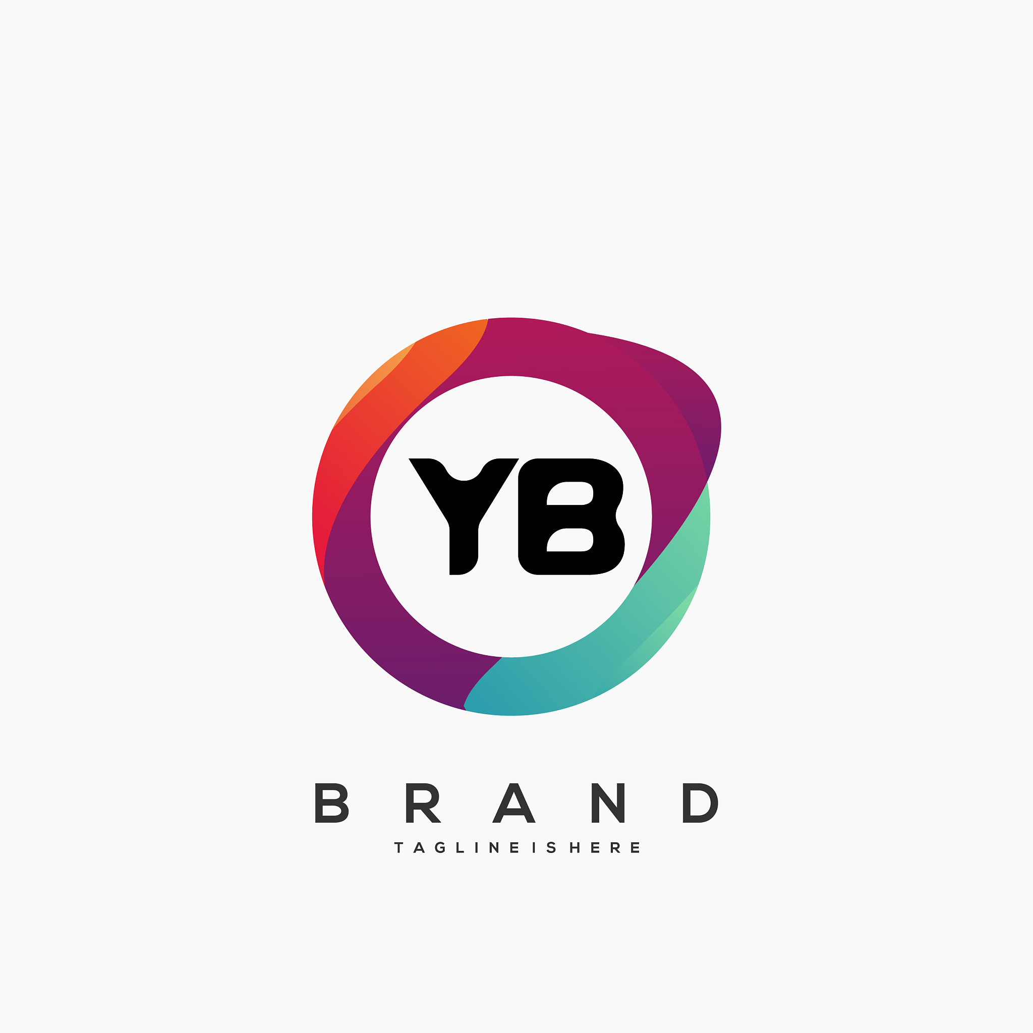 letter yb gradient color logo design
