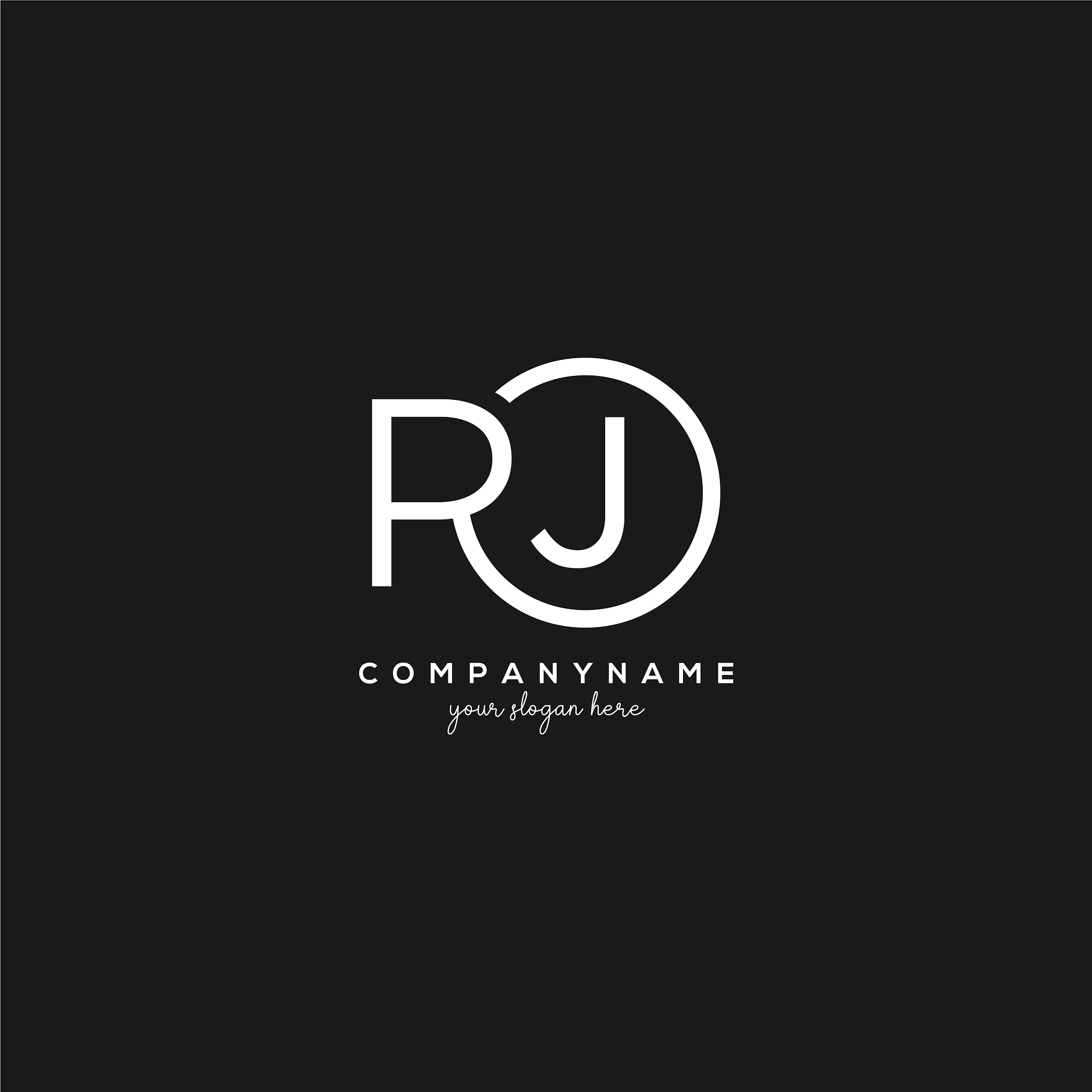 initial pj letter logo with circle template