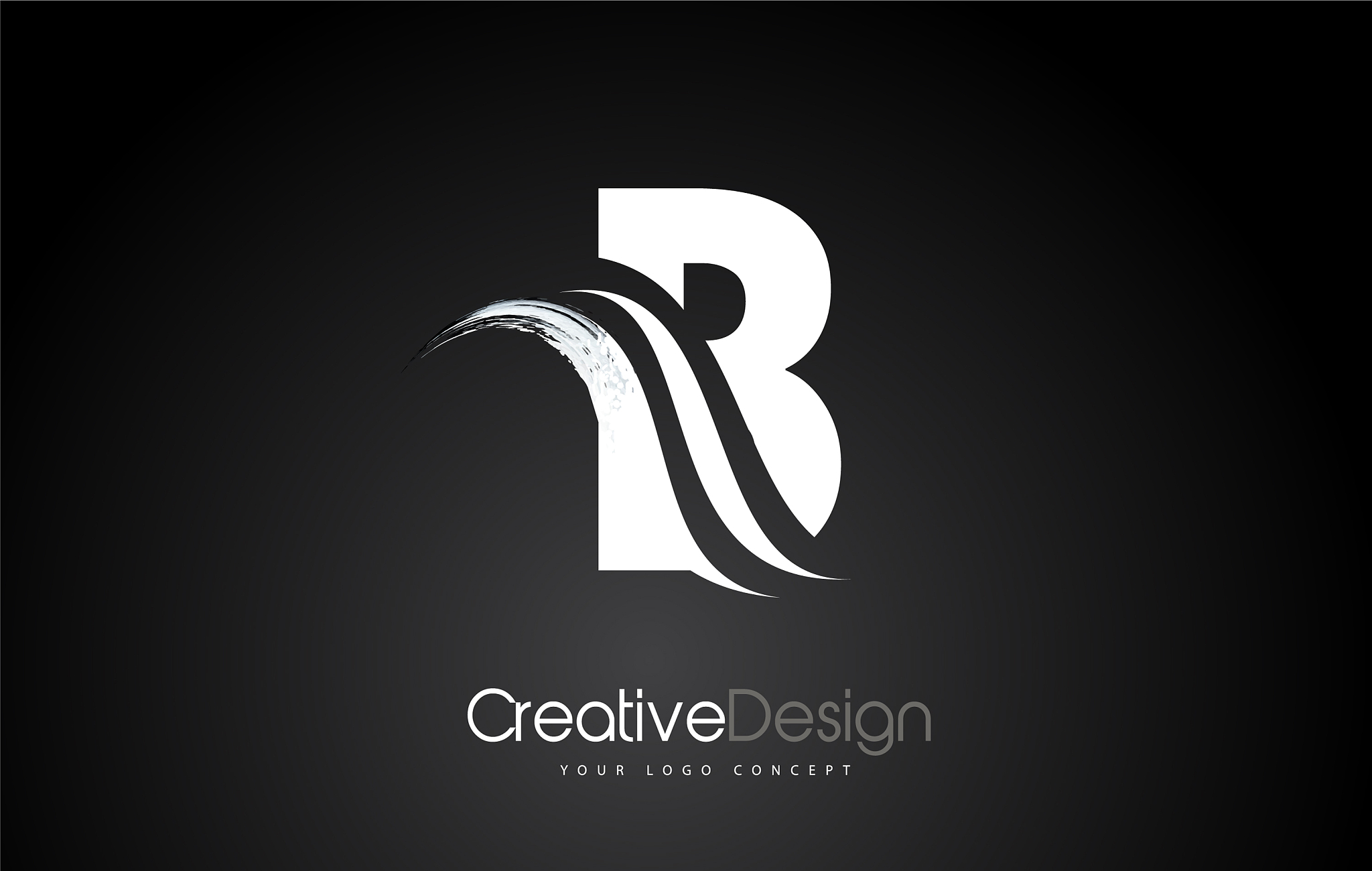 b letter design brush paint stroke letter logo on