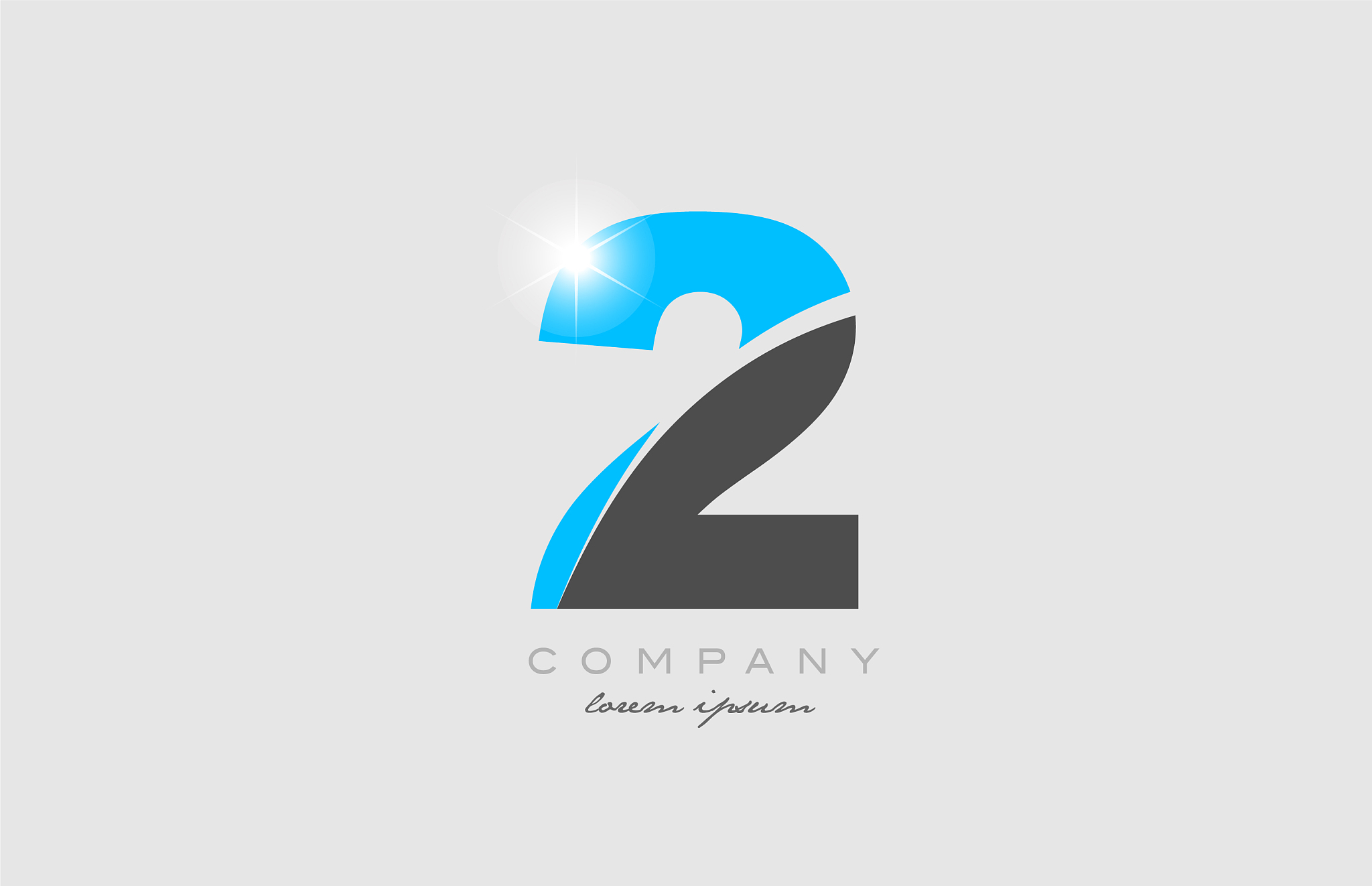 number 2 in grey blue color for logo icon design