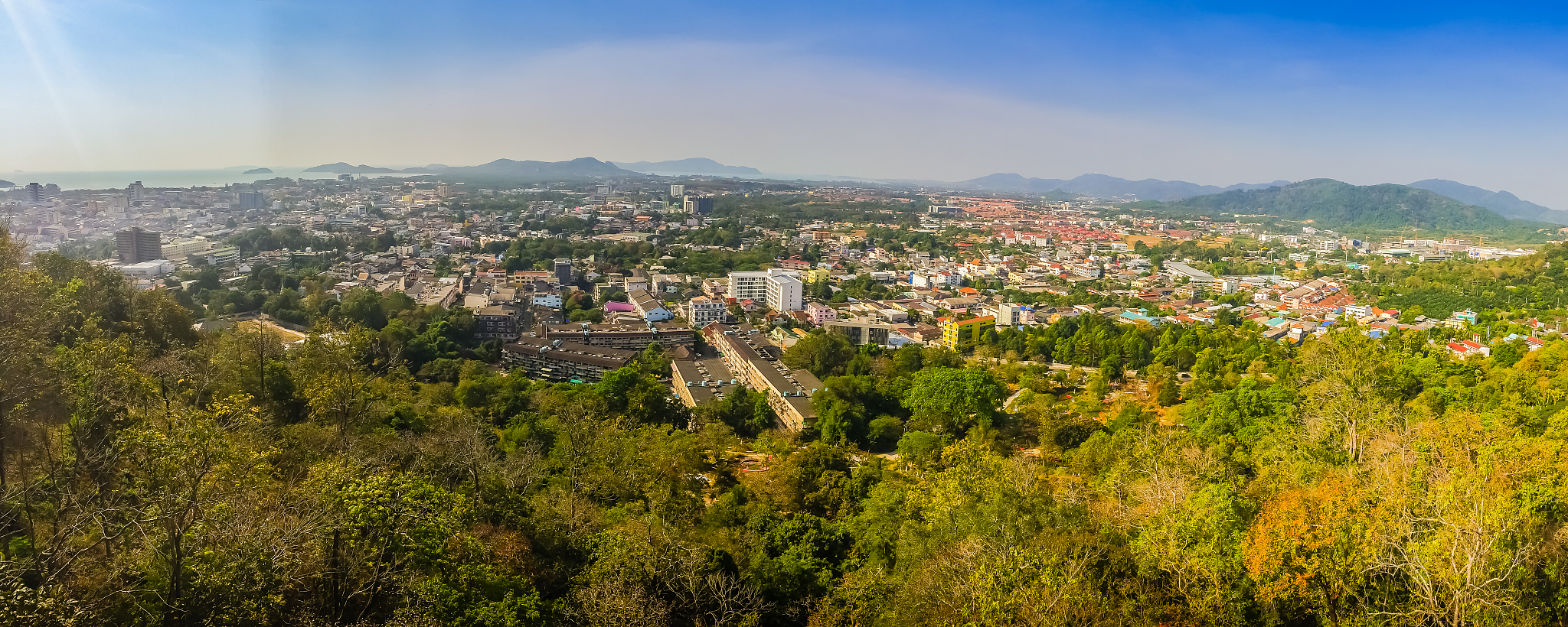 beautiful panorama landscape in 180 degrees view of phuket city 