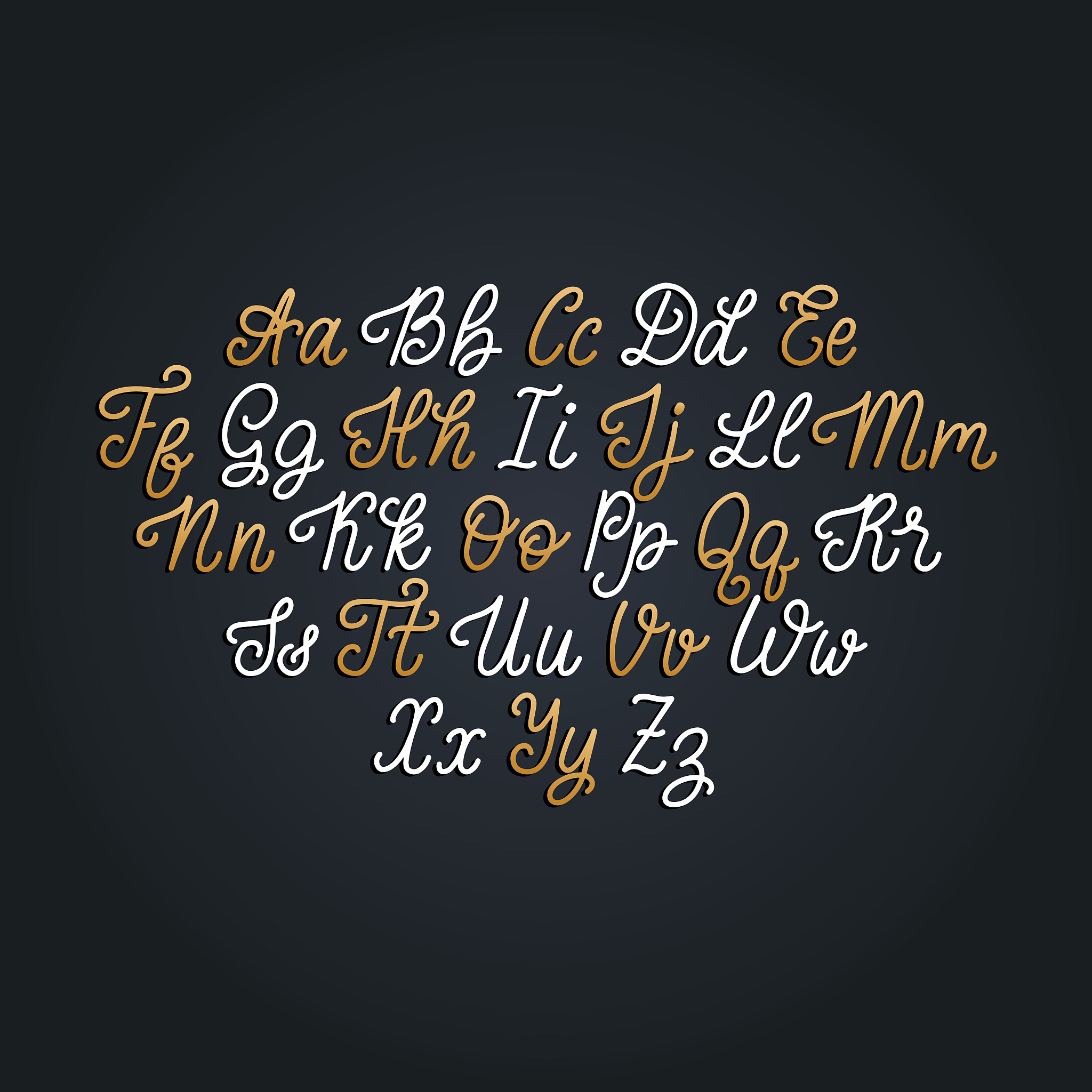 vector hand lettering alphabet. calligraphy monoline font letter