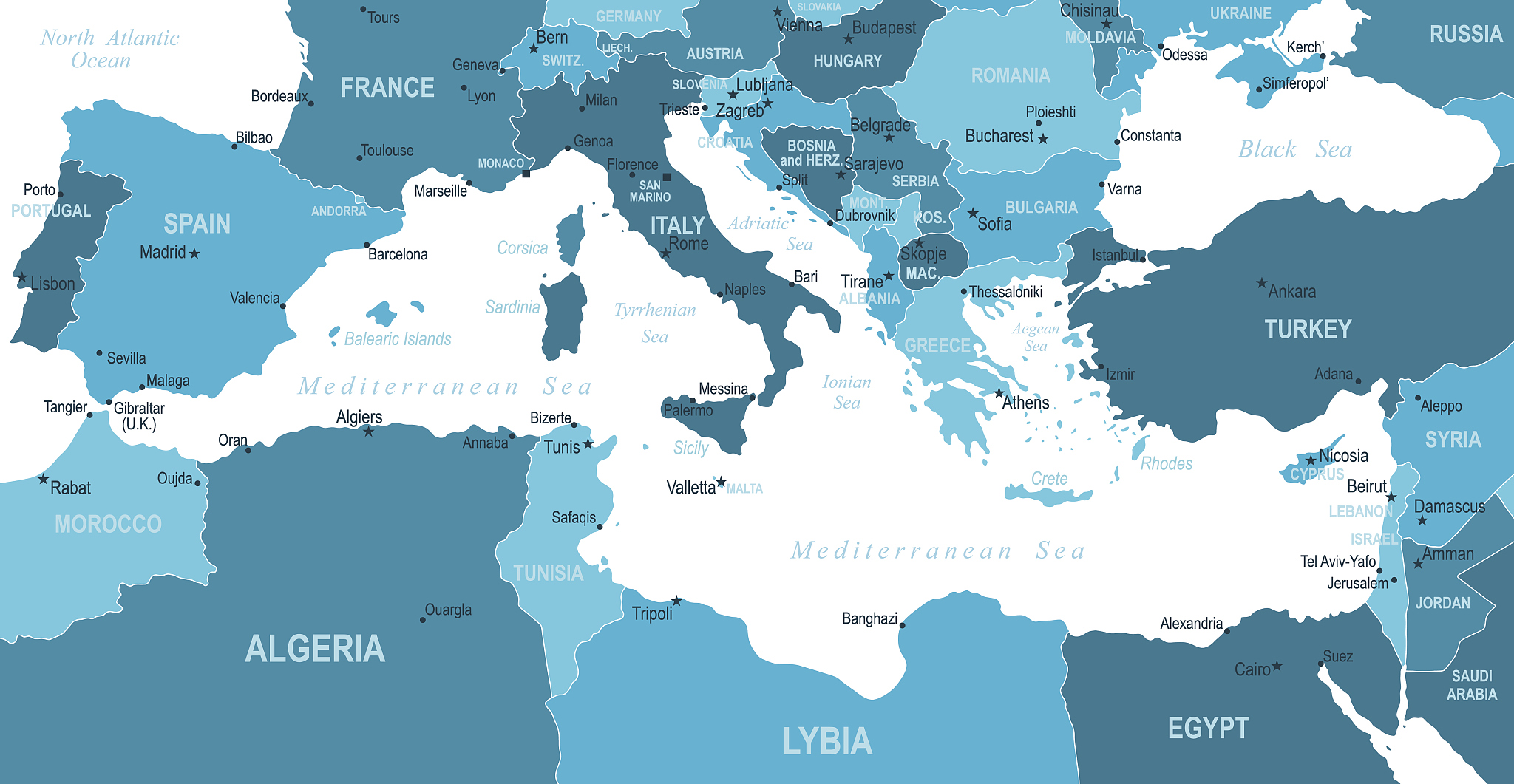 mediterranean countries map