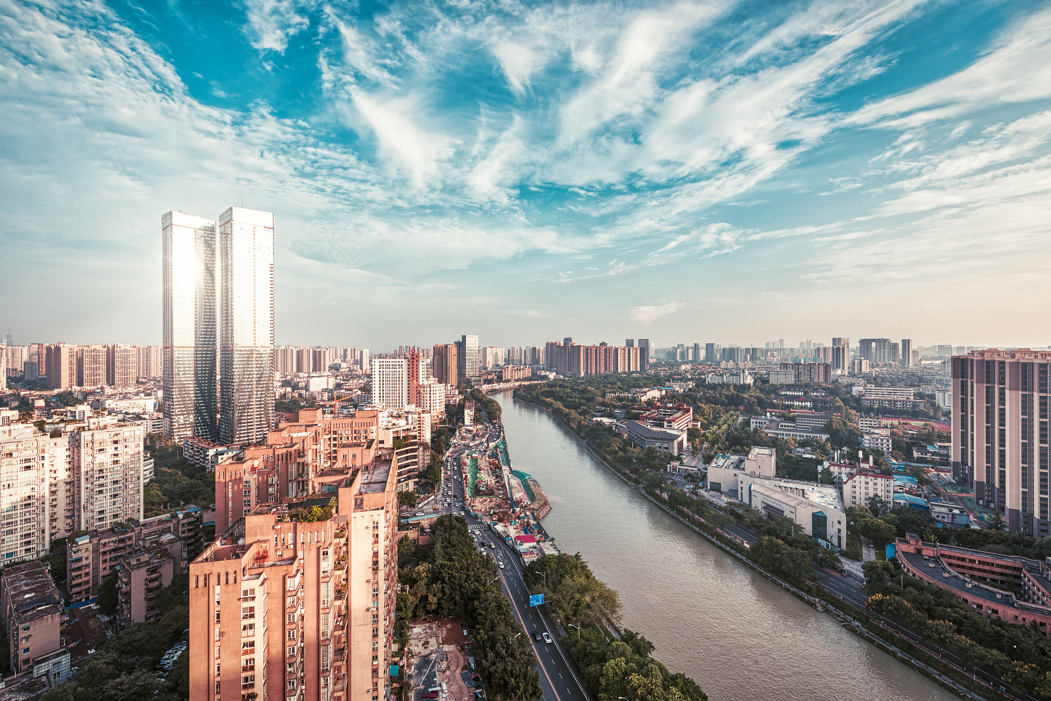 cityscape of chengdu city, china