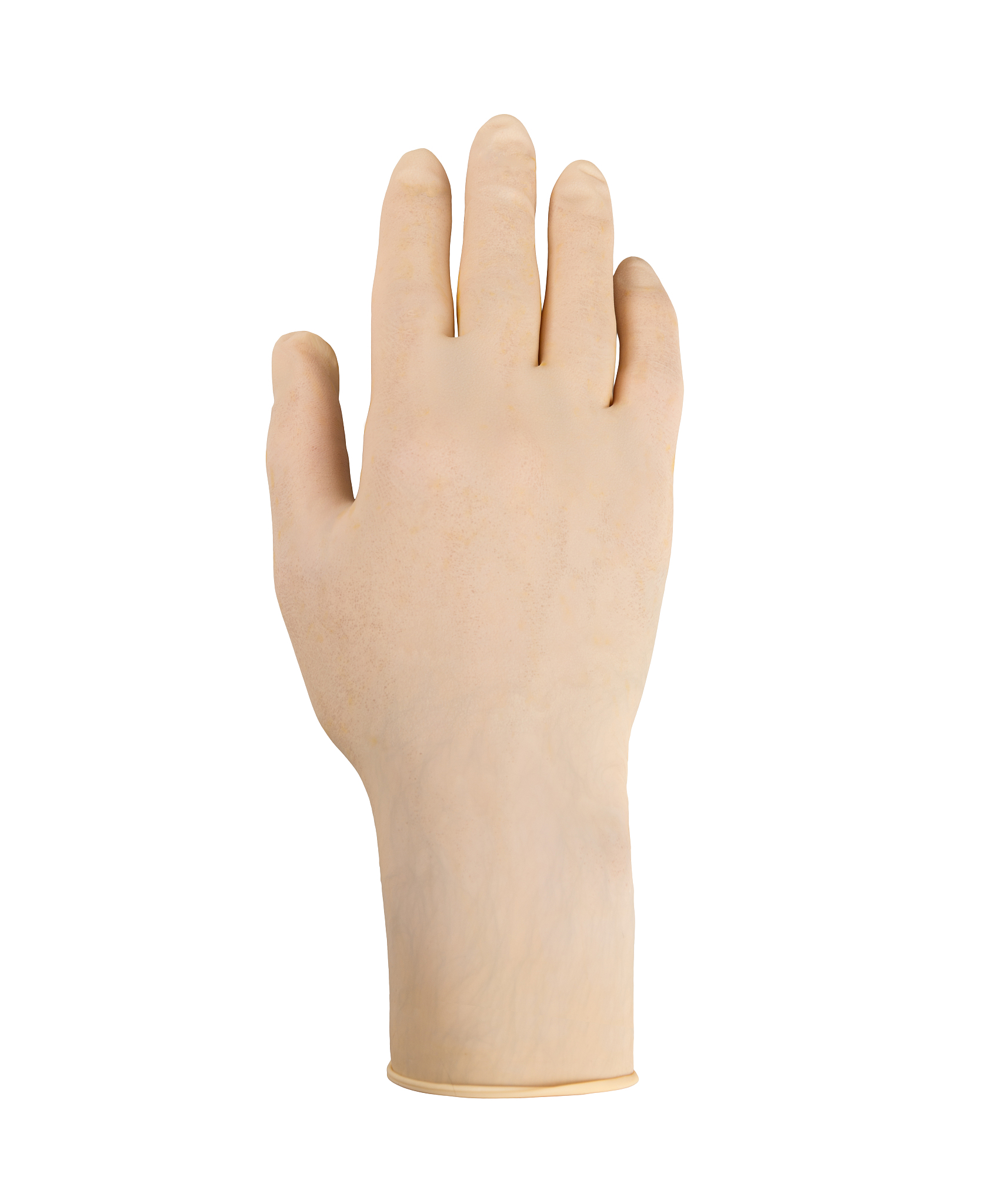 white latex glove on a male hand isolated
