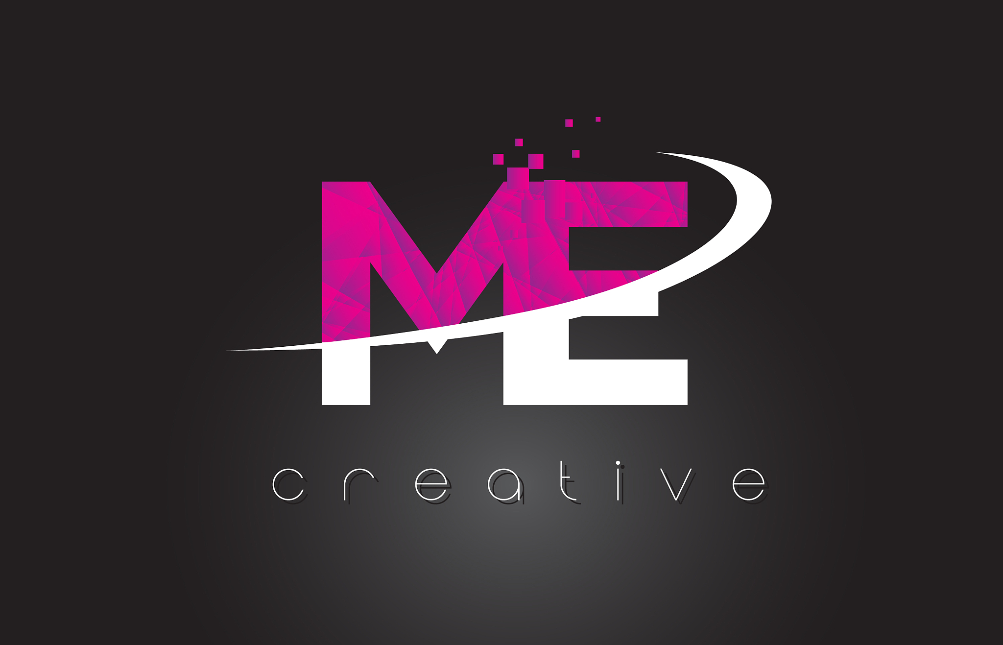 me m e creative letters design with white pink