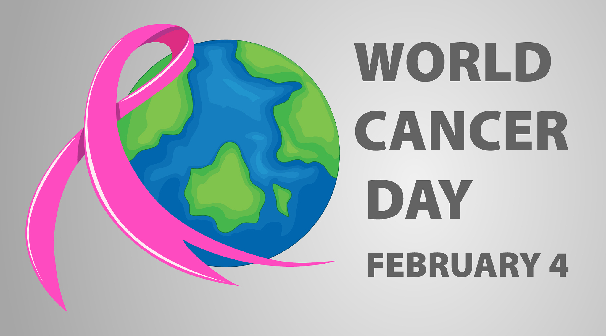 world cancer day poster with pink ribbon