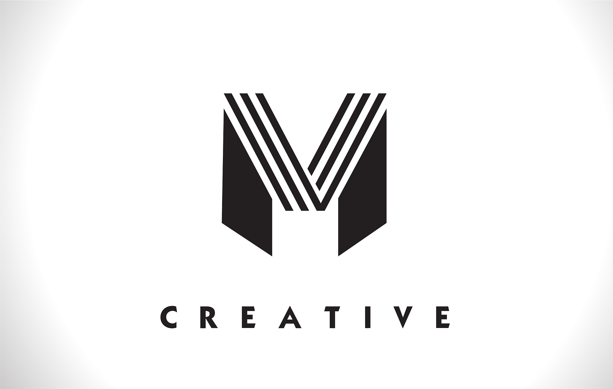m logo letter with black lines design line letter