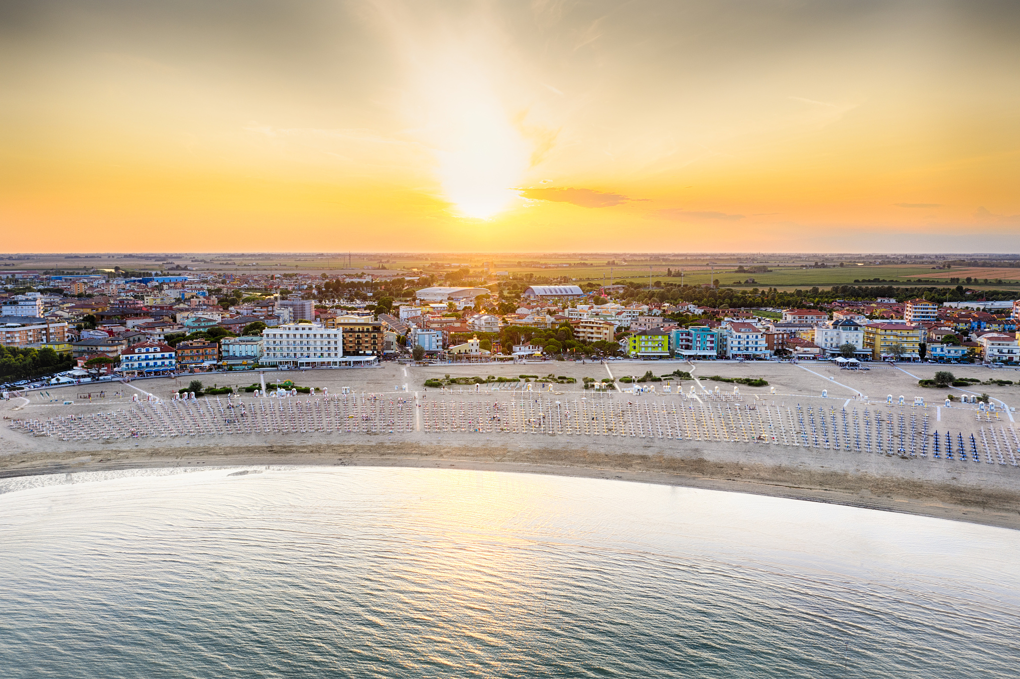caorle town and beach in italy during summer