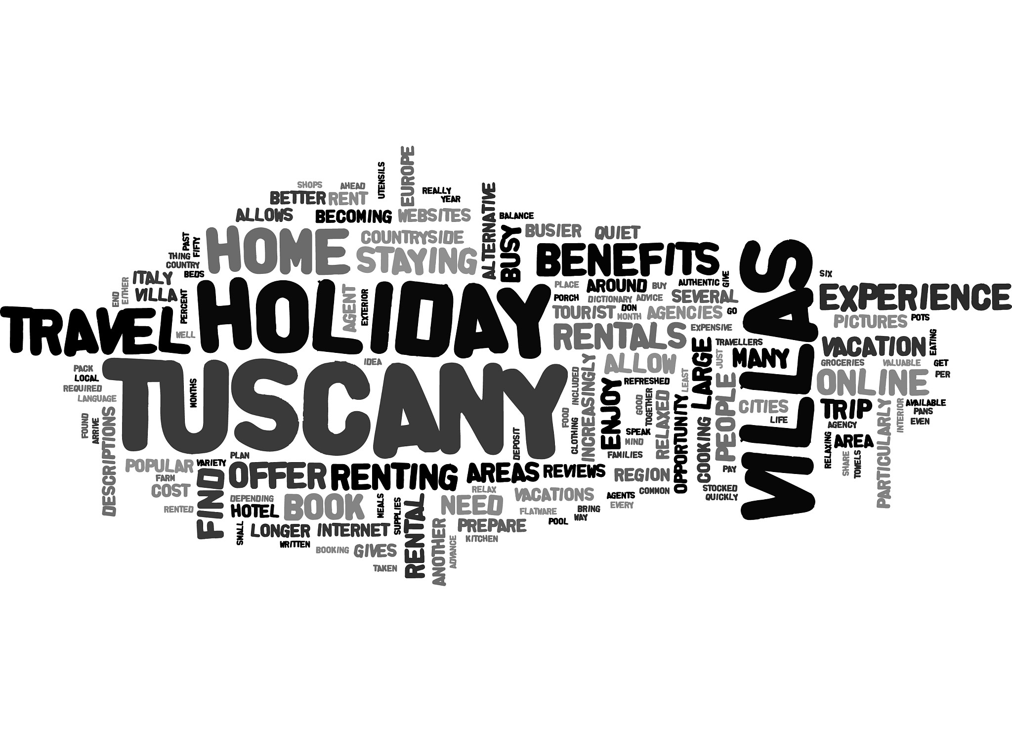 benefits of holiday villas in tuscany text word