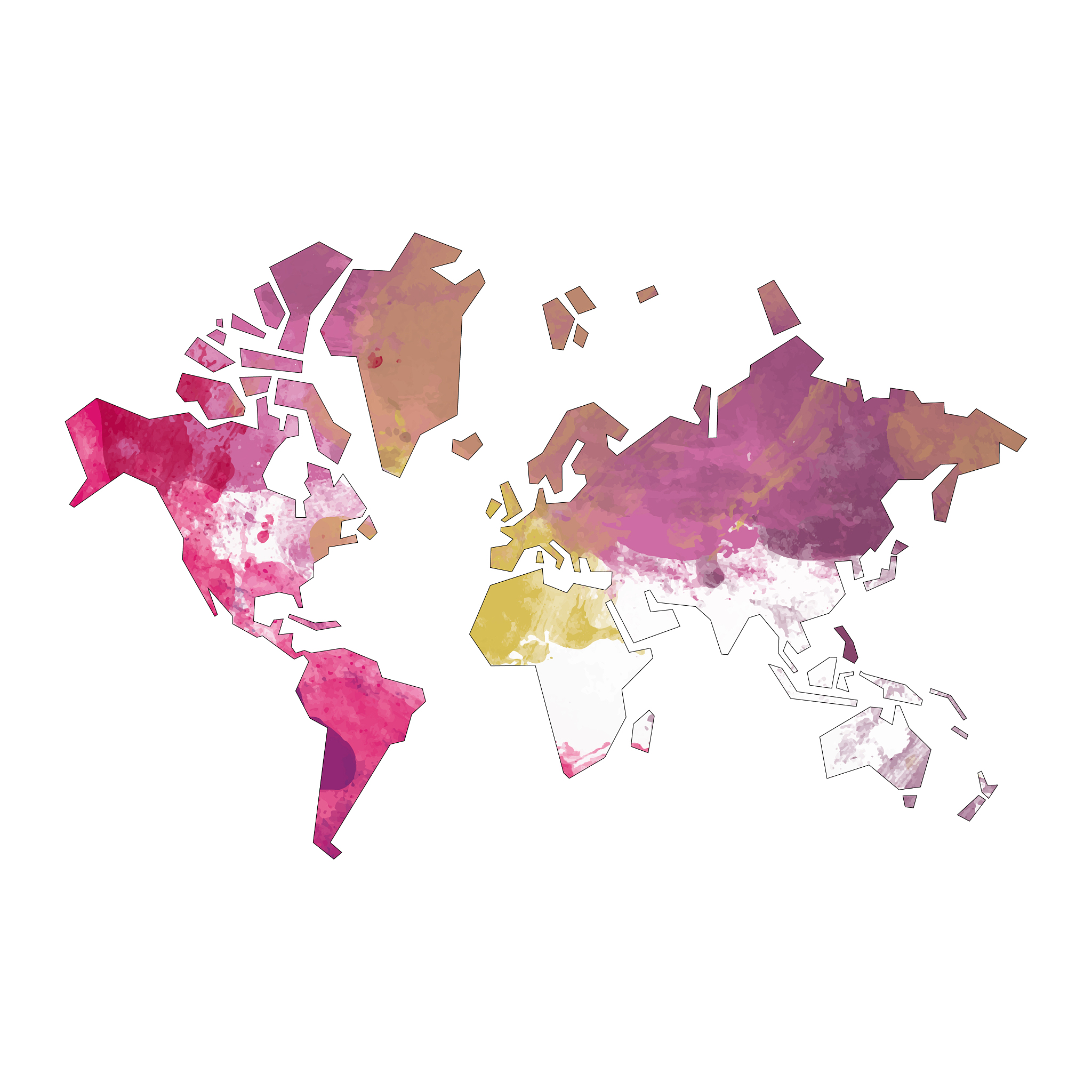 world map geometric shapes and textured painting effect
