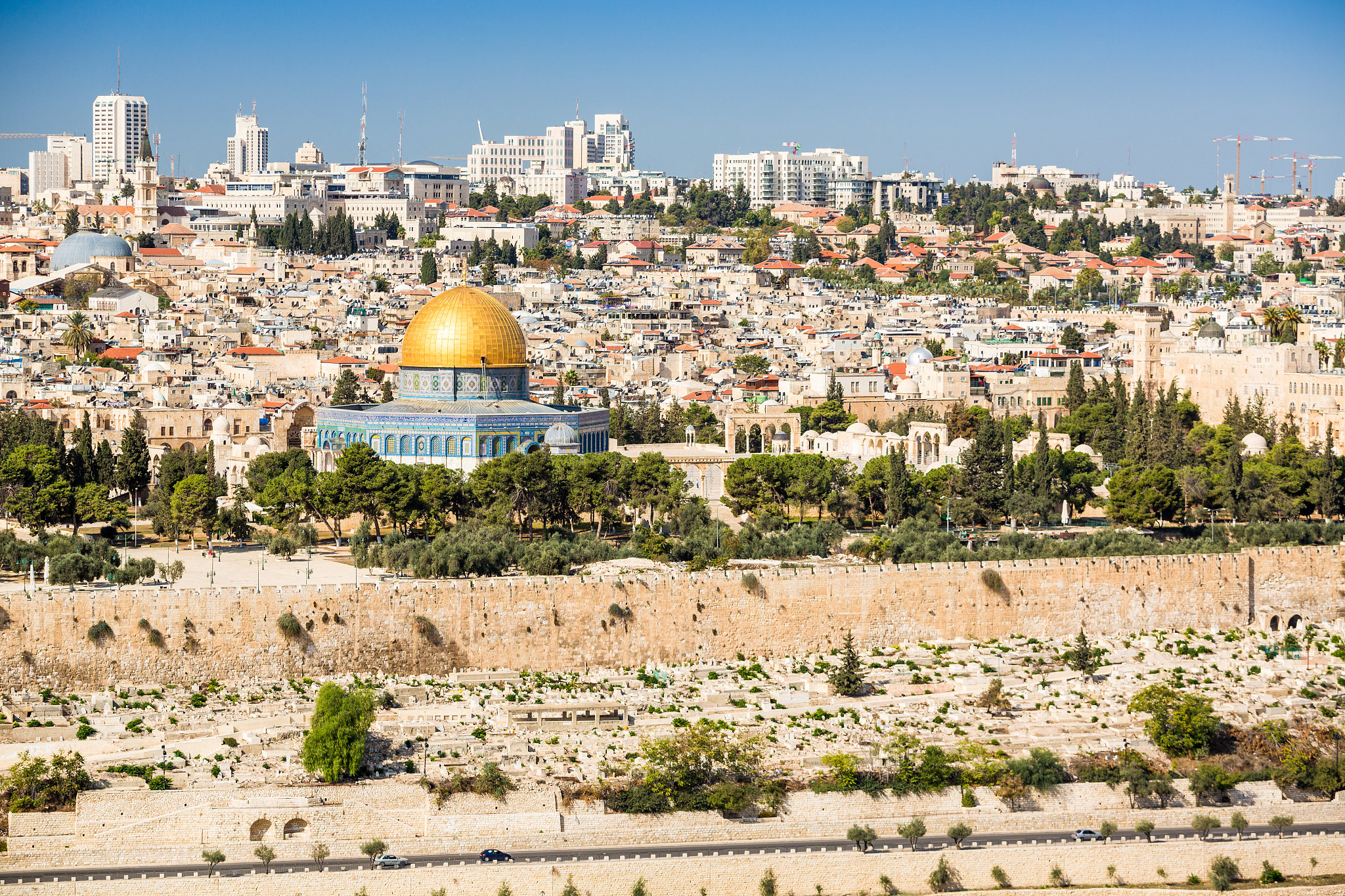 skyline of the old city at temple mount, jerusalem, israel