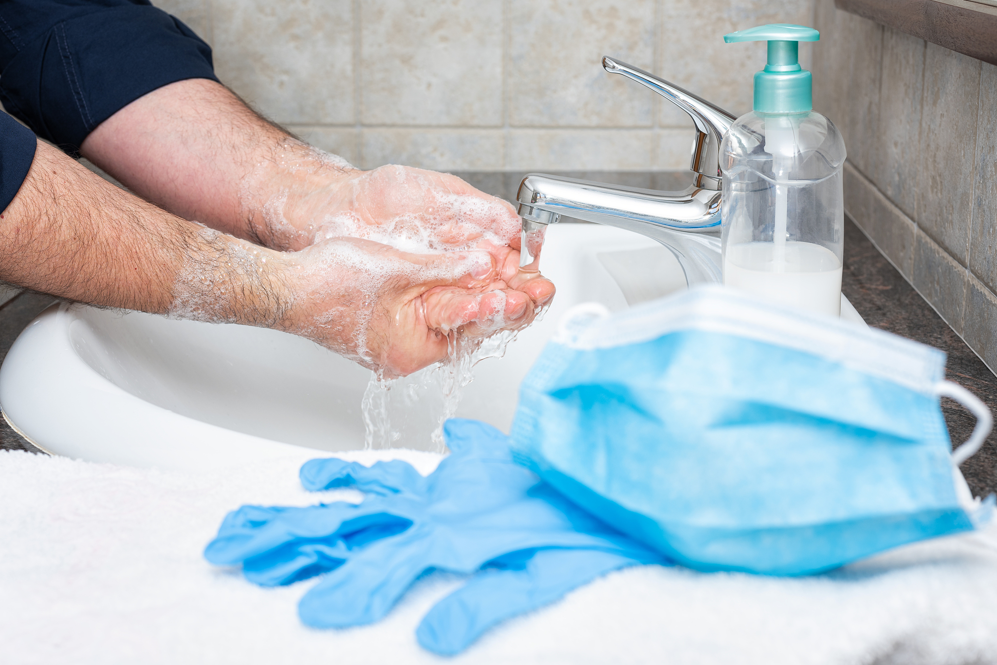 mask, gloves and hand washing to prevent the coronavirus infecti