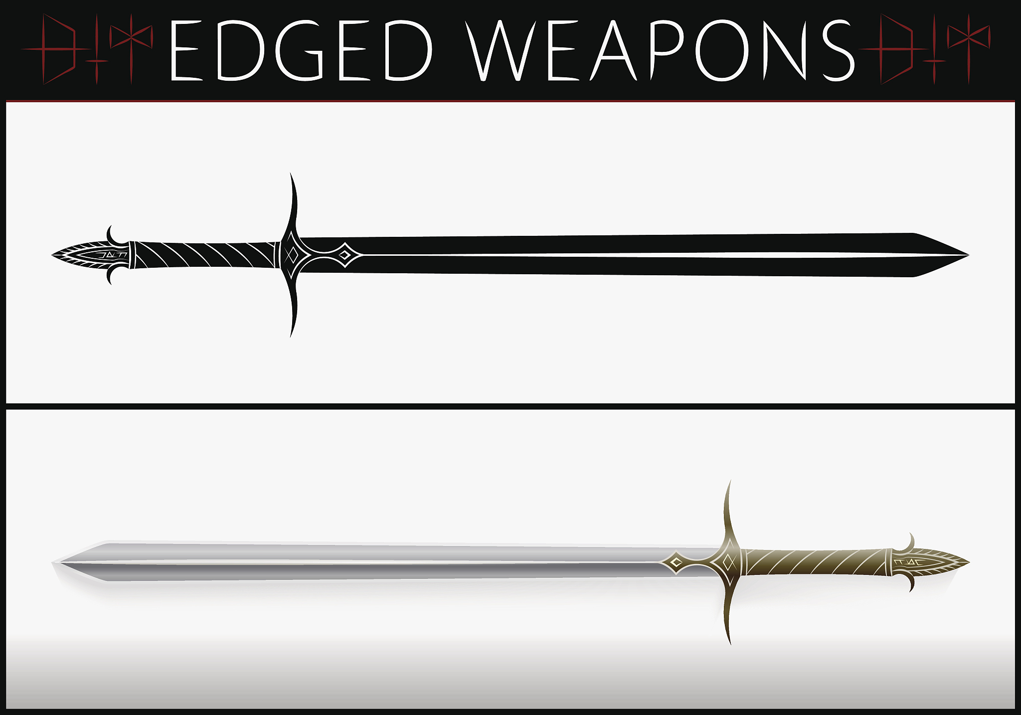 sword. medieval weapons. silhouette and colored