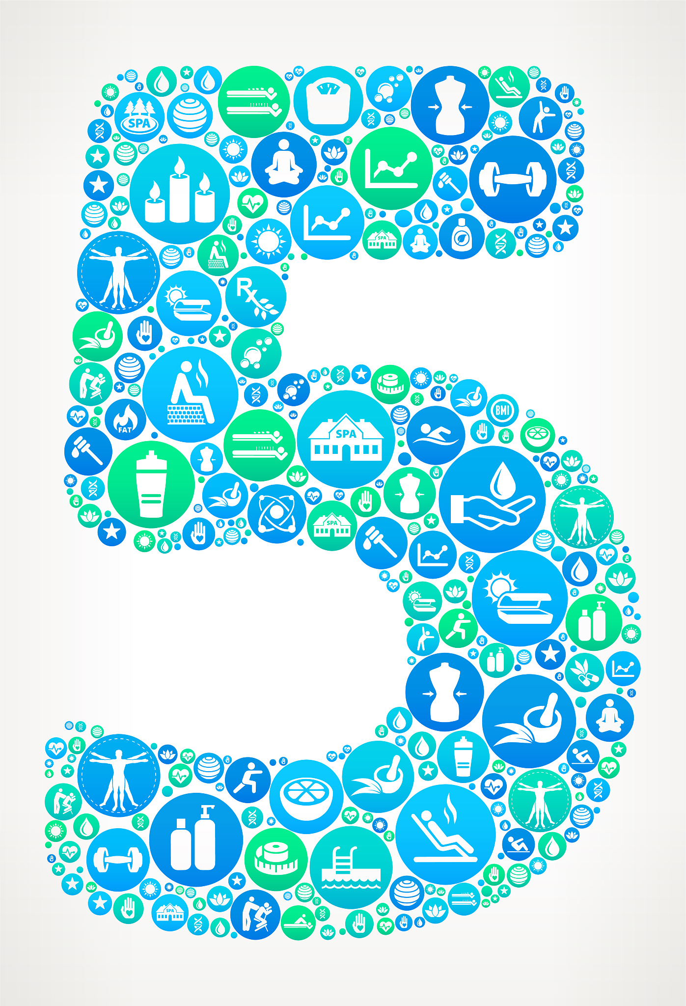 number five spa and wellness vector icon pattern