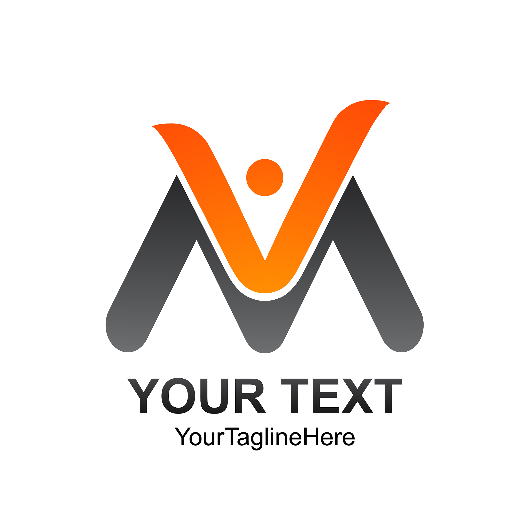 initial letter vm logo template colored orange