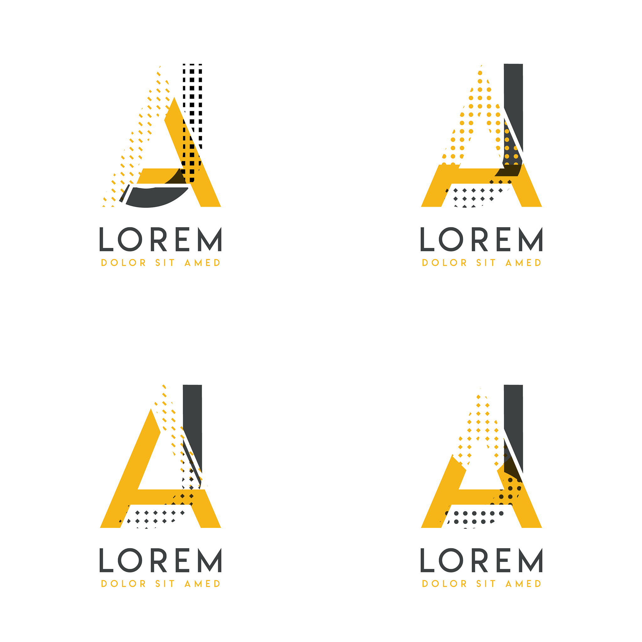 a set with four abstract aj logo suitable for
