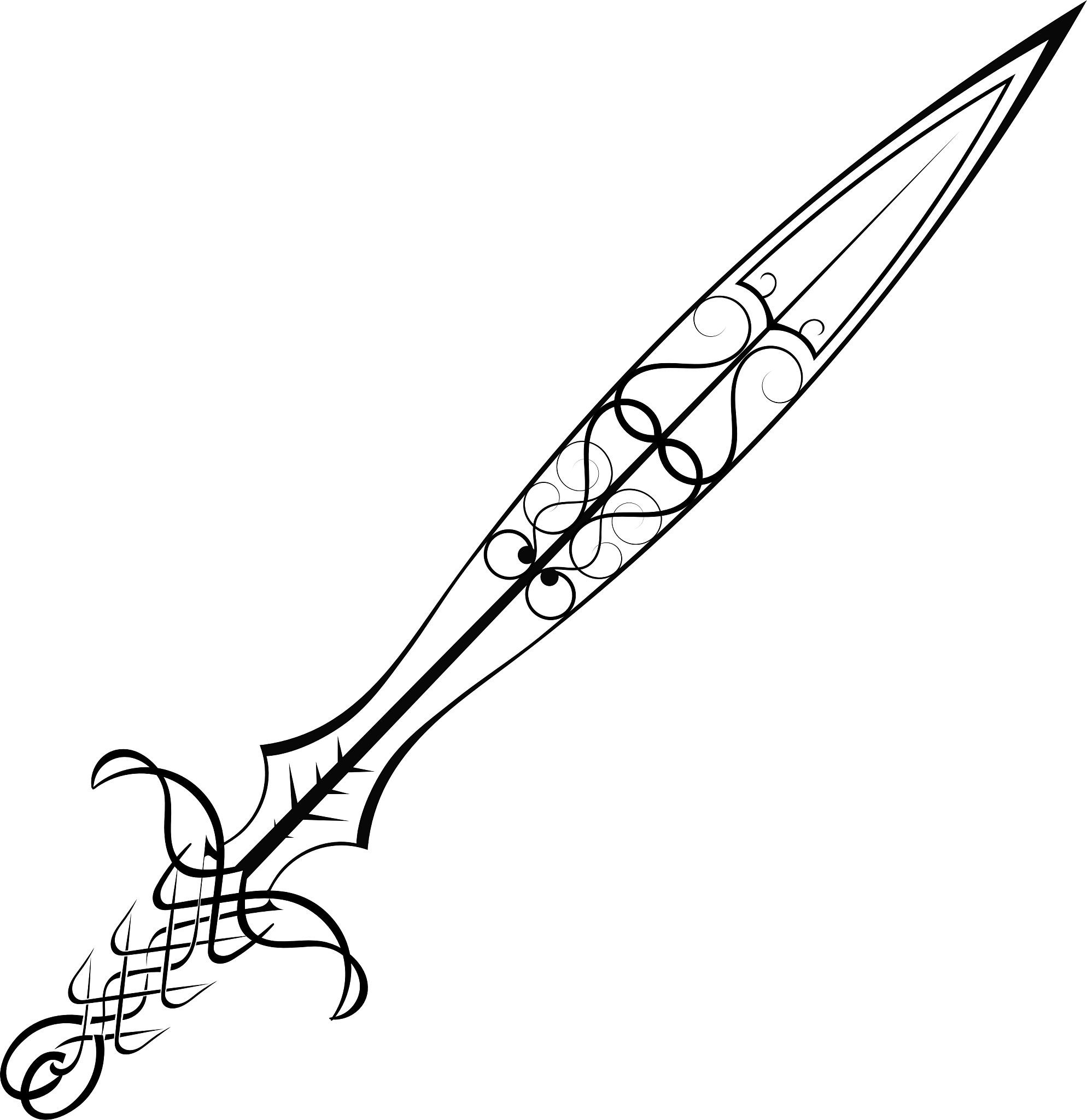silhouette of a black sword on a white background
