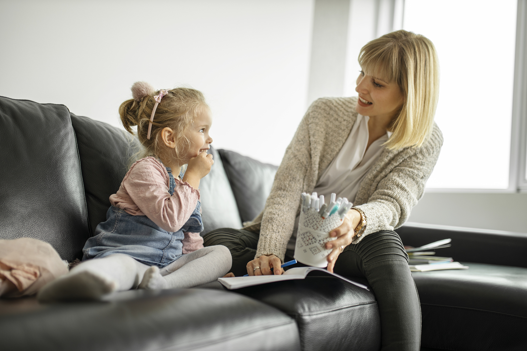 woman and her child having a fun