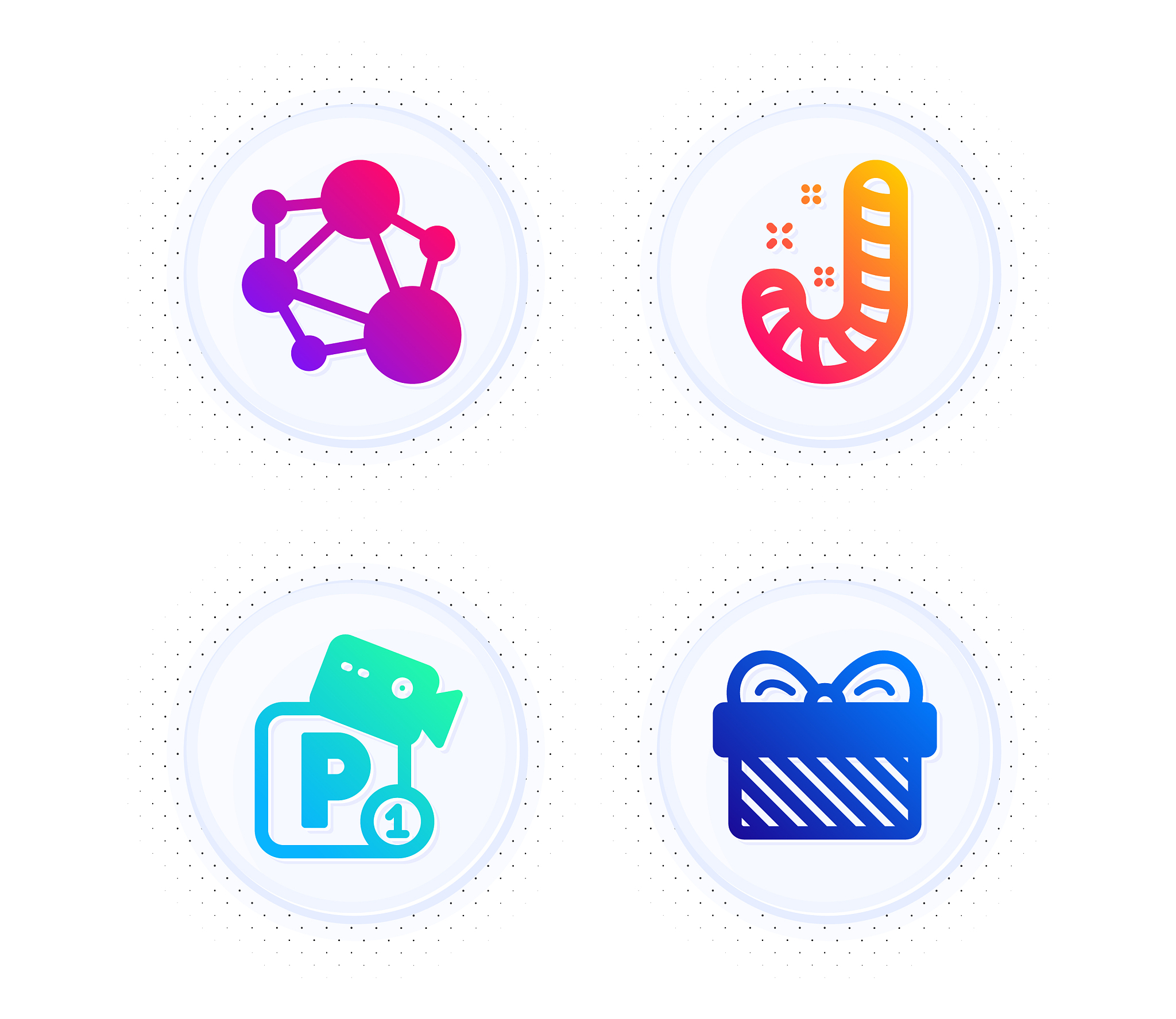 integrity candy and parking security icons set